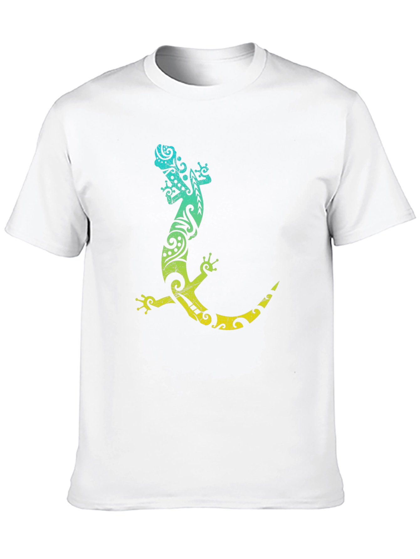 Tribal Gecko Graphic Tee - Black Cotton T-Shirt