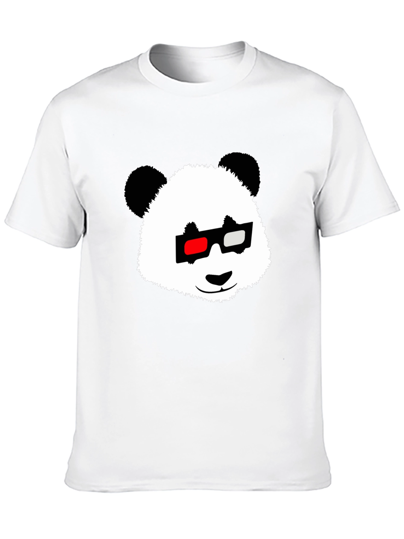 Panda with 3D Glasses Black T-Shirt