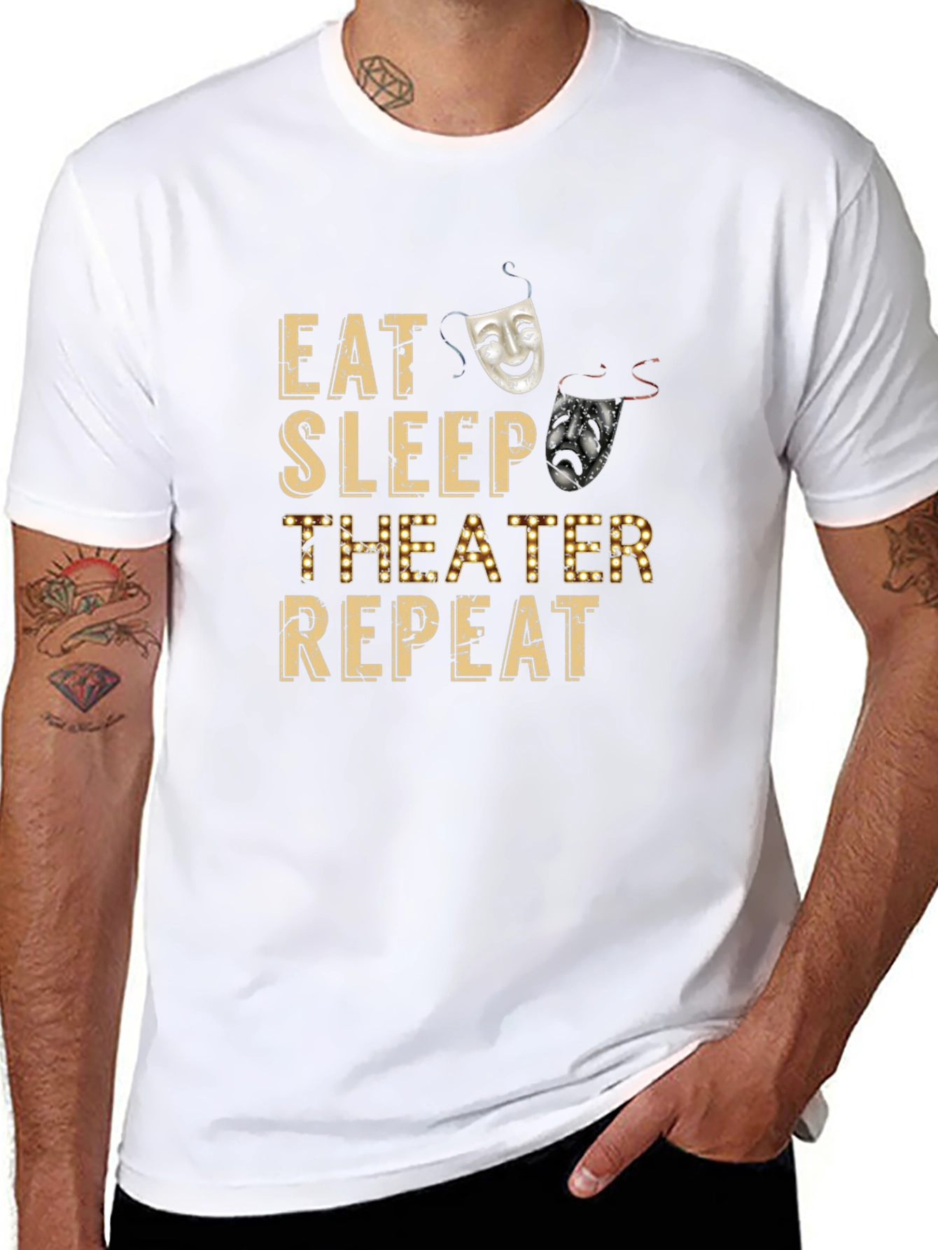 Eat Sleep Theater Repeat Black T-Shirt