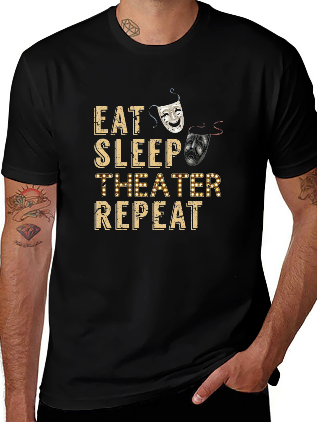 Eat Sleep Theater Repeat Black T-Shirt
