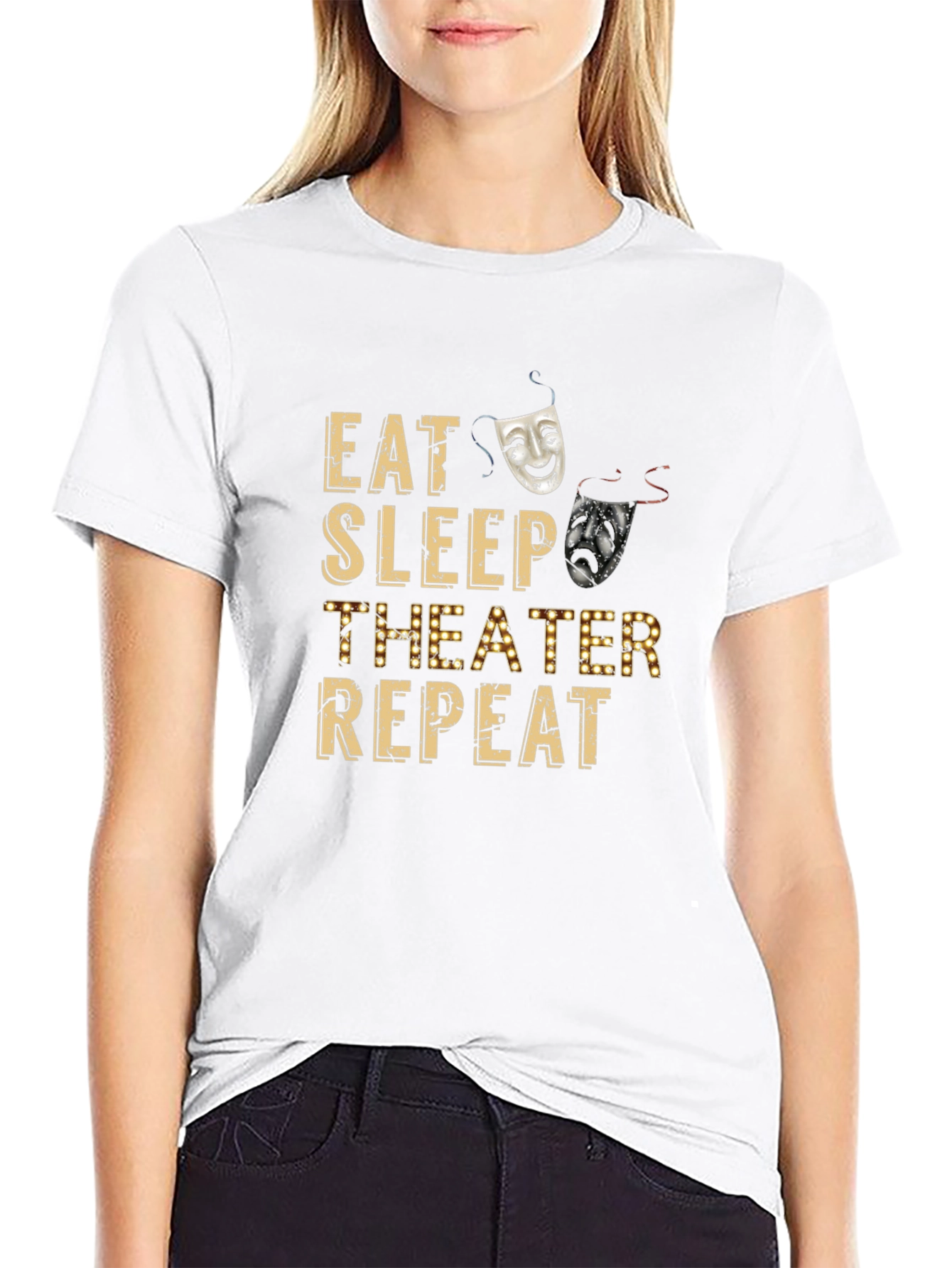 Eat Sleep Theater Repeat Black T-Shirt