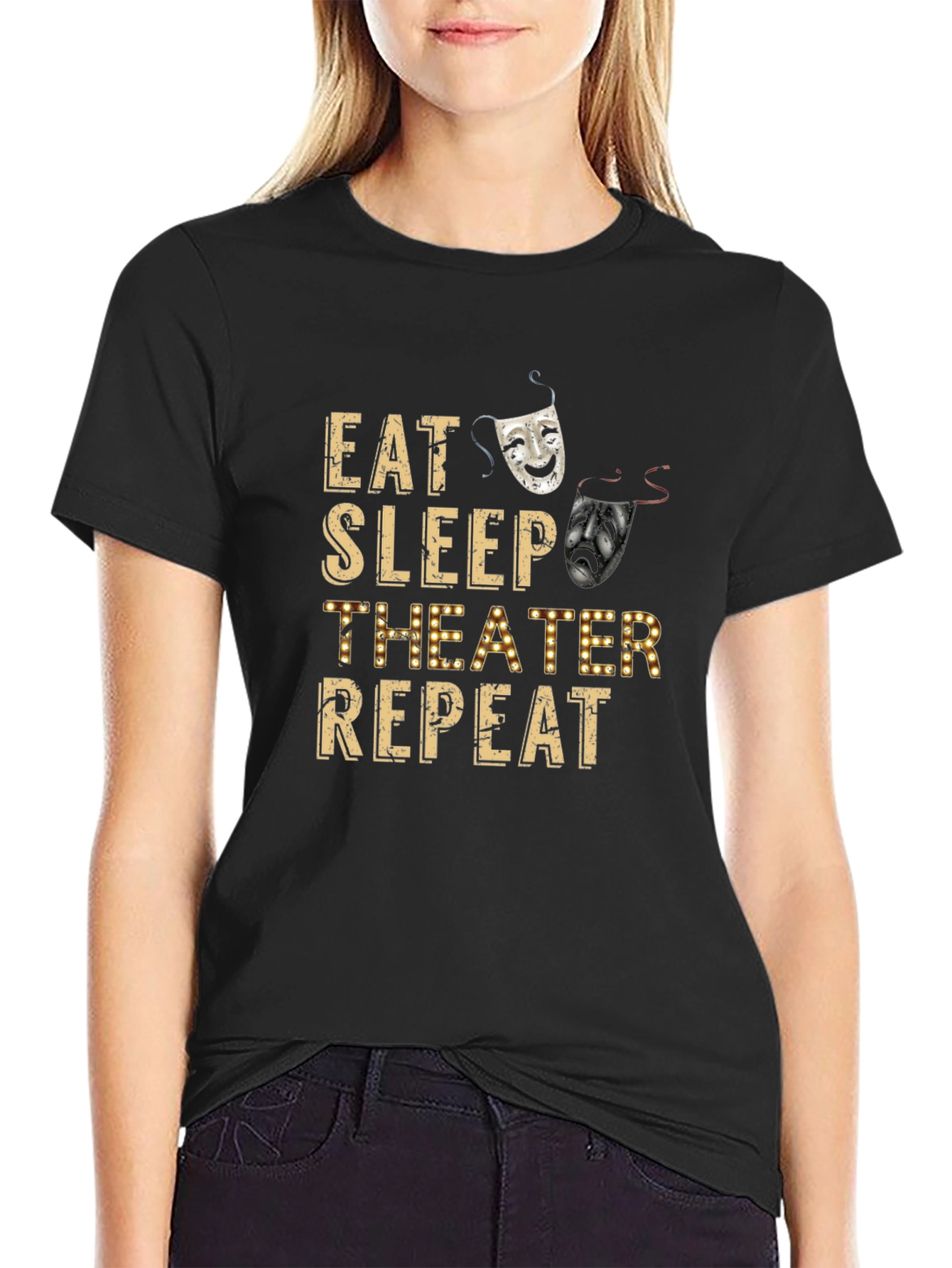 Eat Sleep Theater Repeat Black T-Shirt