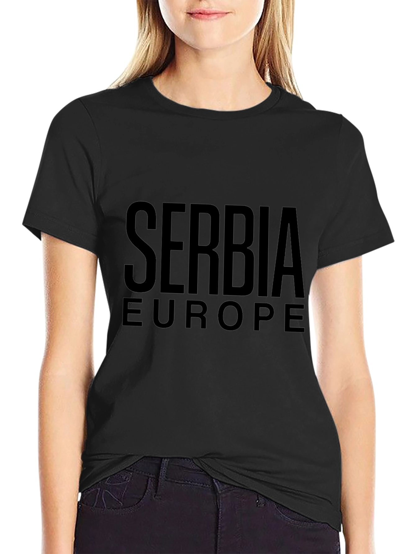 Serbia Europe Black T-Shirt