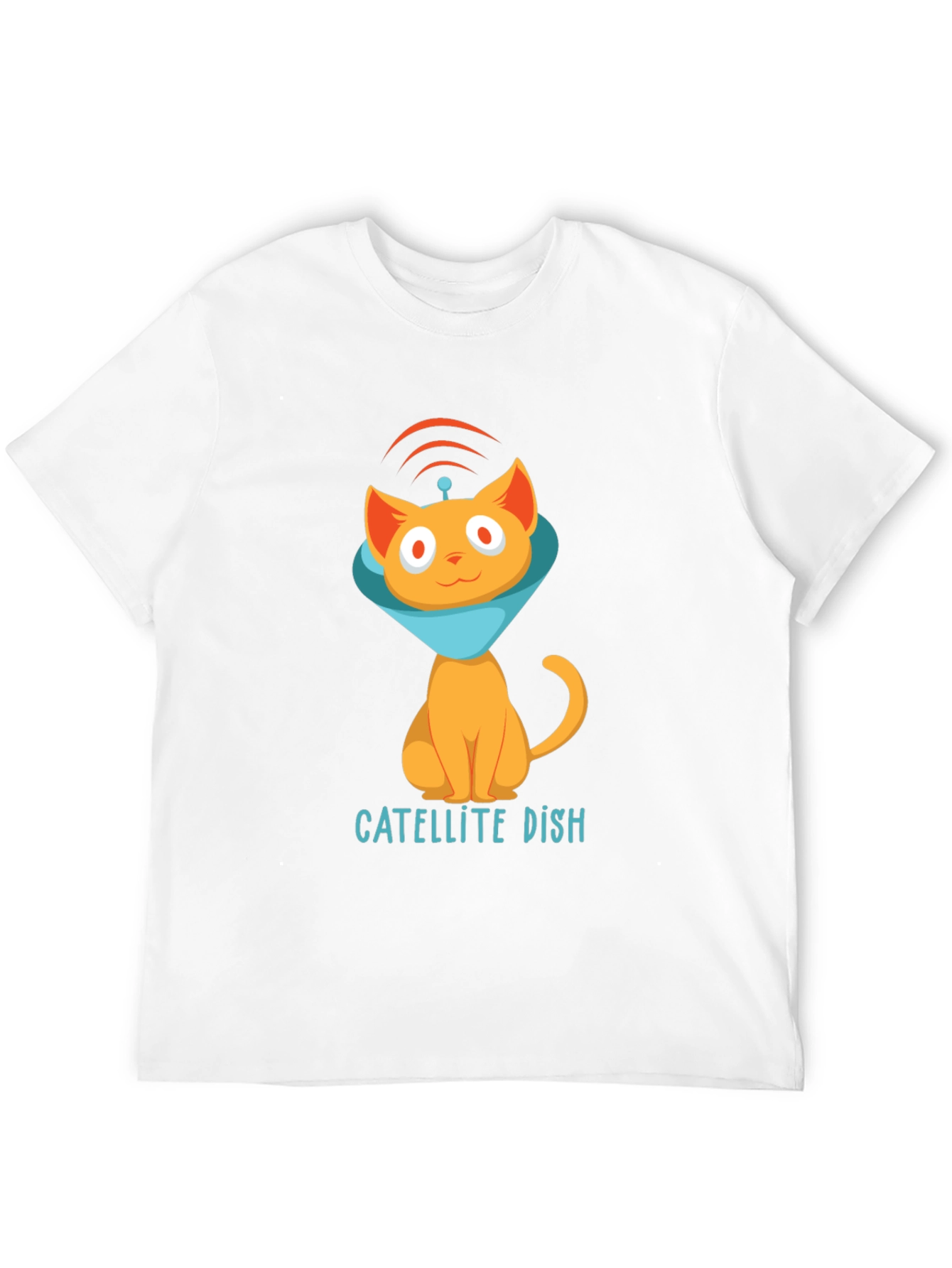 Satellite Dish Cat T-Shirt - Quirky Graphic Tee
