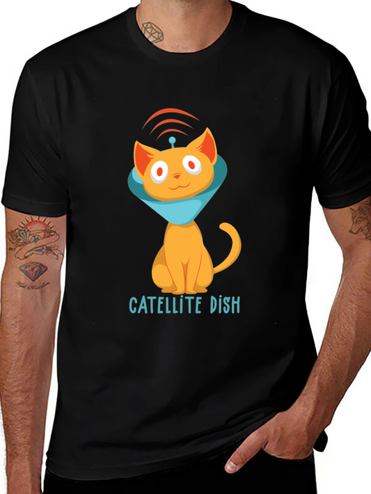 Satellite Dish Cat T-Shirt - Quirky Graphic Tee