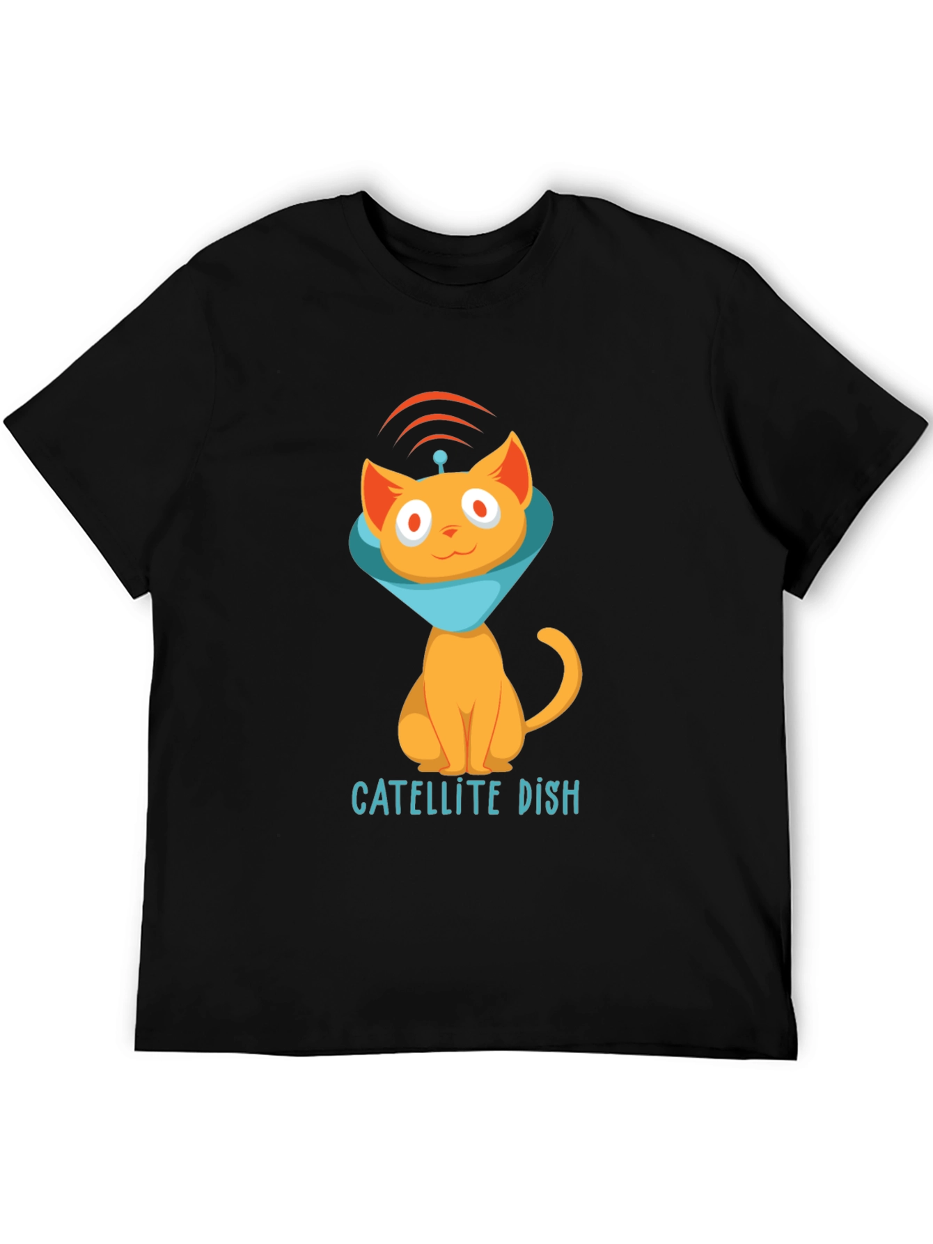Satellite Dish Cat T-Shirt - Quirky Graphic Tee