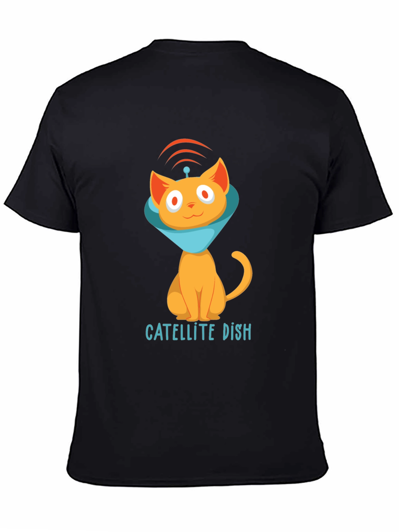 Satellite Dish Cat T-Shirt - Quirky Graphic Tee