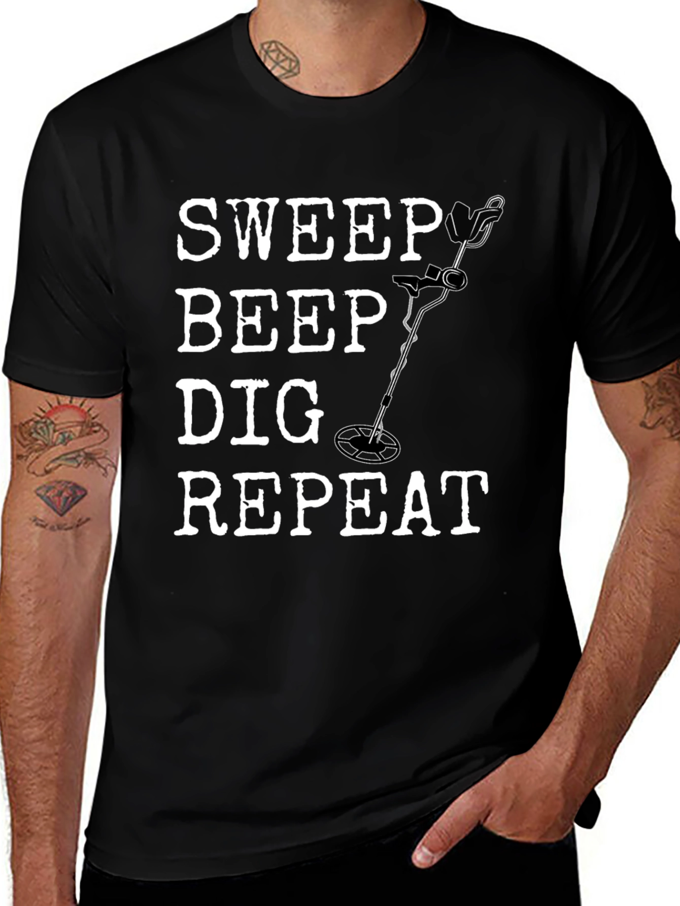 Metal Detecting Hobby T-Shirt - Sweep Beep Dig Repeat