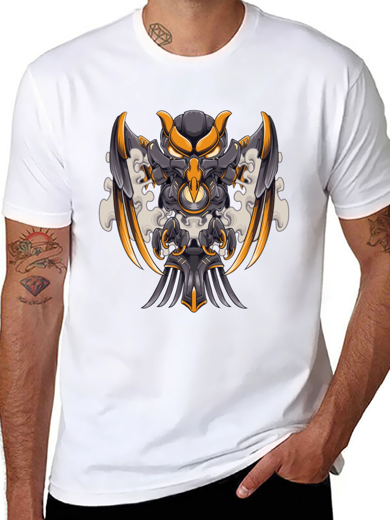 Mech Owl Graphic Tee - Unique Design