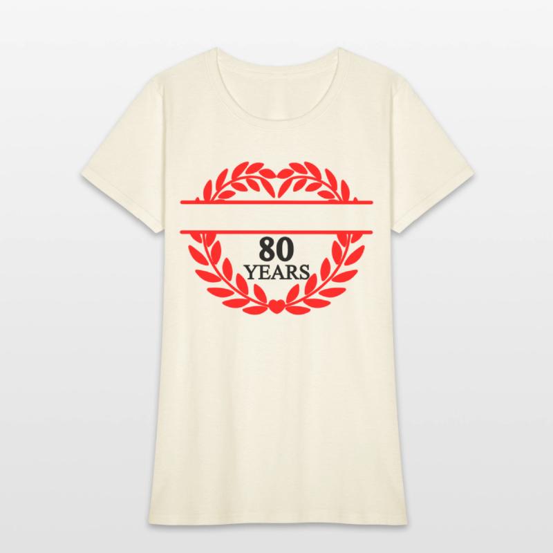 Name banner eighty years, heart laurel wreath