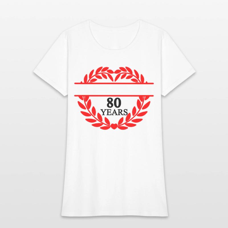 Name banner eighty years, heart laurel wreath