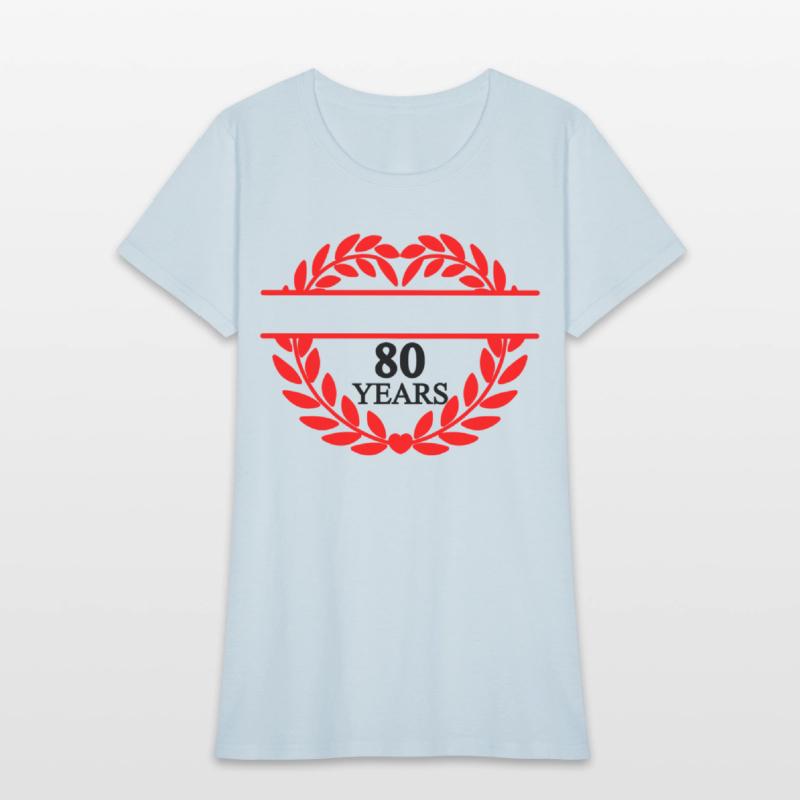 Name banner eighty years, heart laurel wreath