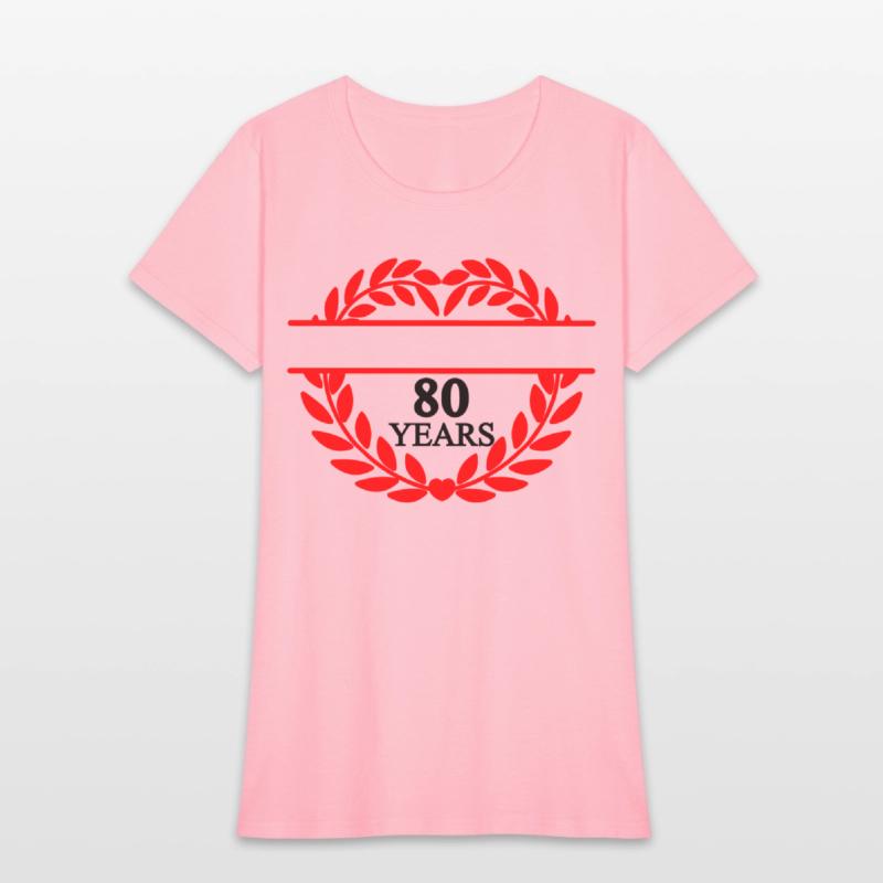 Name banner eighty years, heart laurel wreath