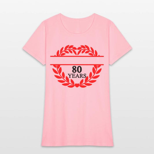 Name banner eighty years, heart laurel wreath