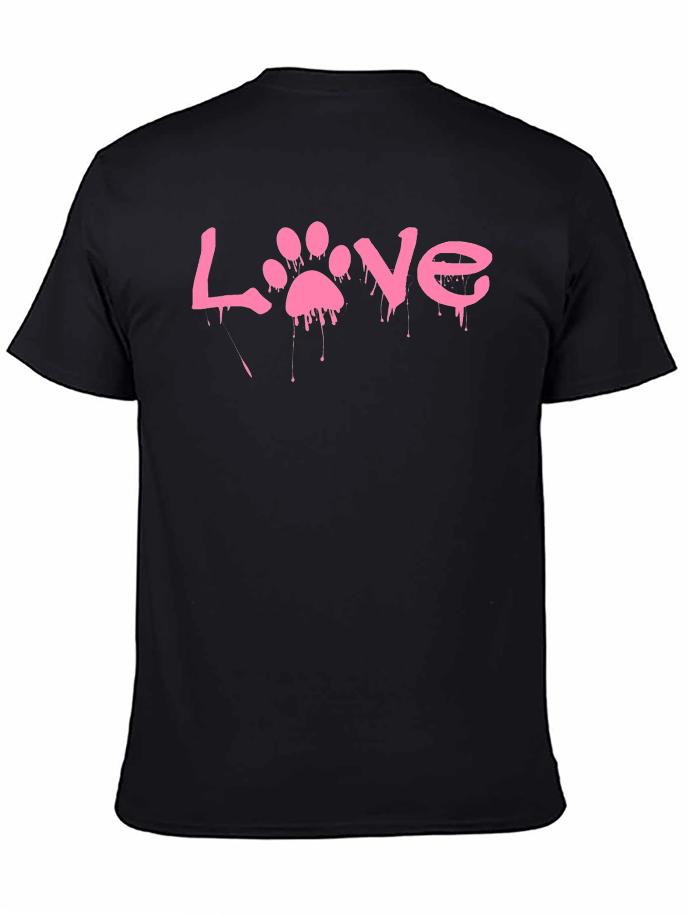 Love Paw Print Black T-Shirt