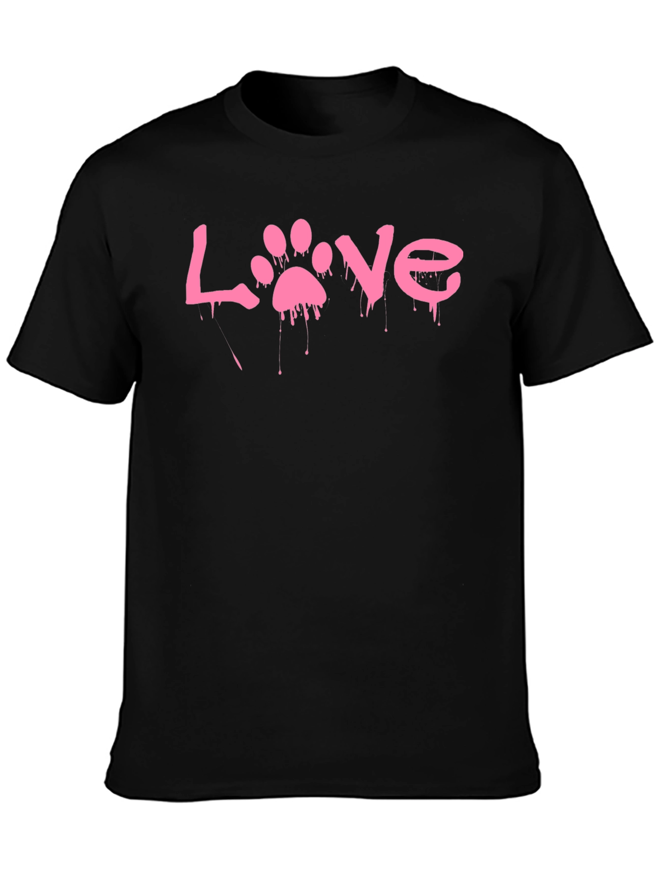 Love Paw Print Black T-Shirt