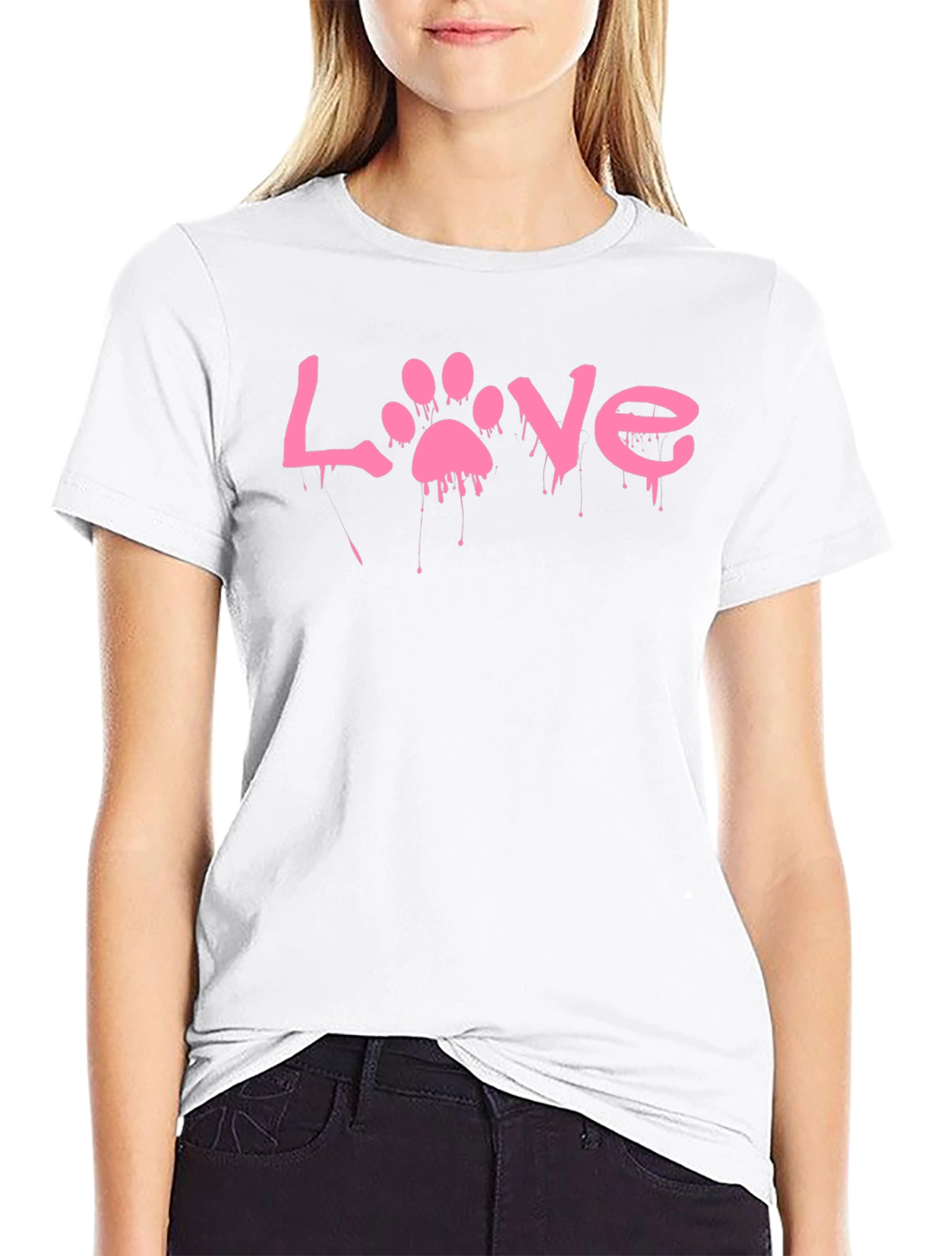 Love Paw Print Black T-Shirt