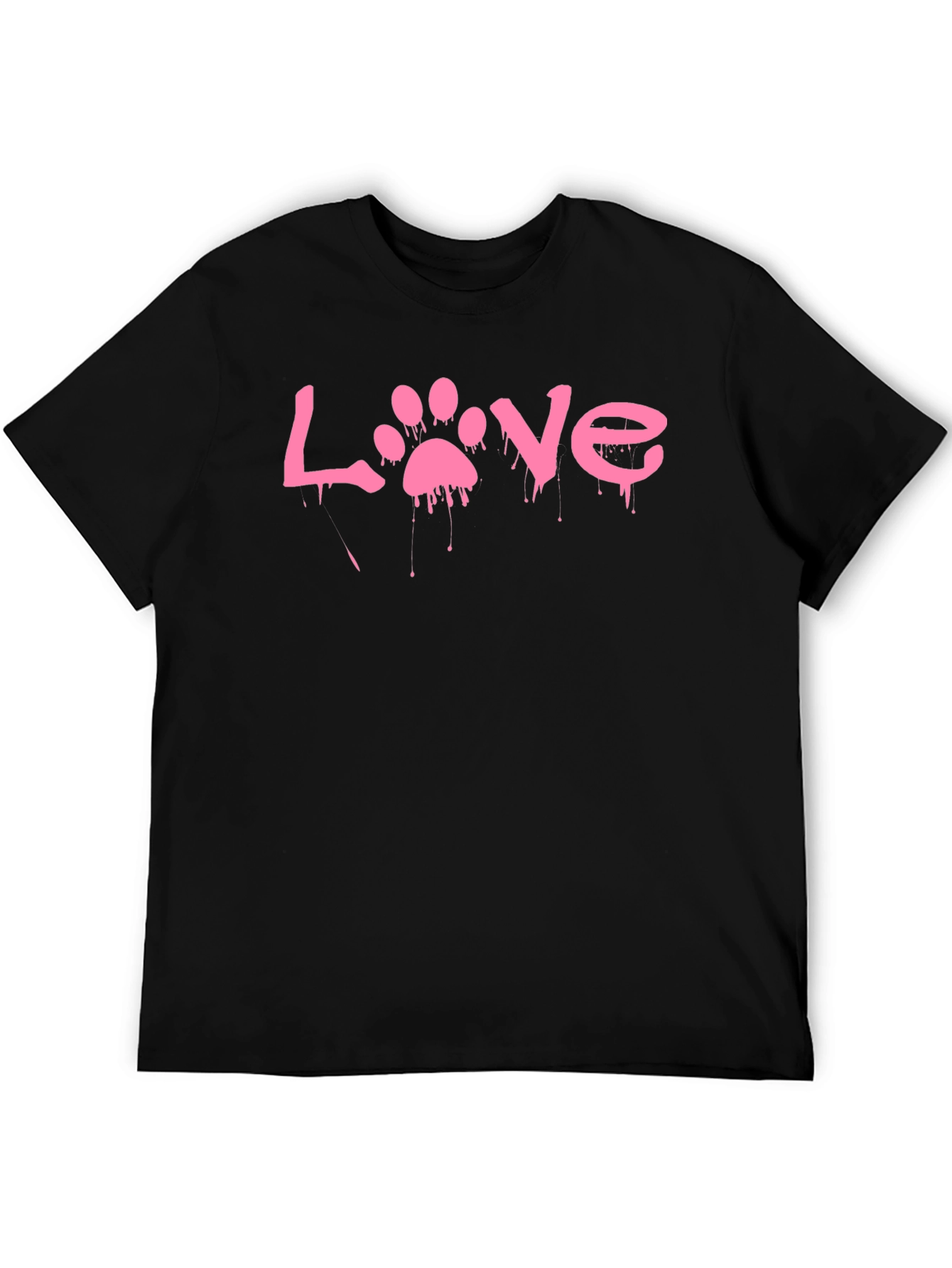 Love Paw Print Black T-Shirt