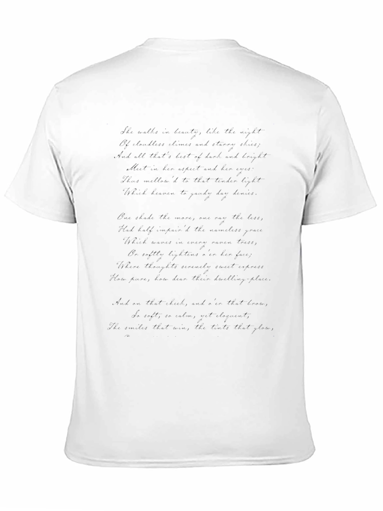 Poetry Print Tee - Classic Crew Neck Soft Cotton