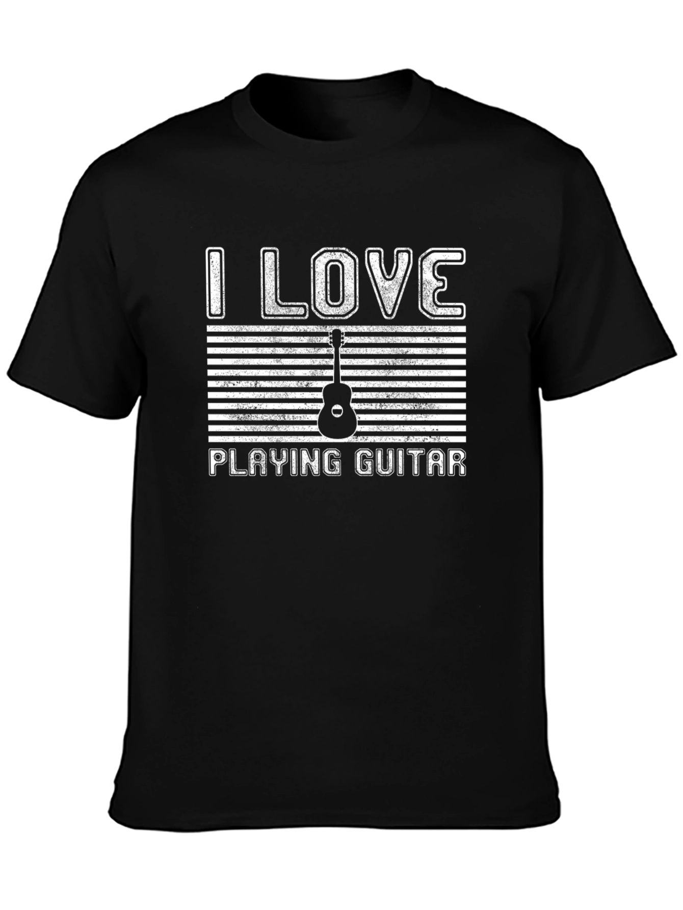 I Love Playing Guitar Black T-Shirt