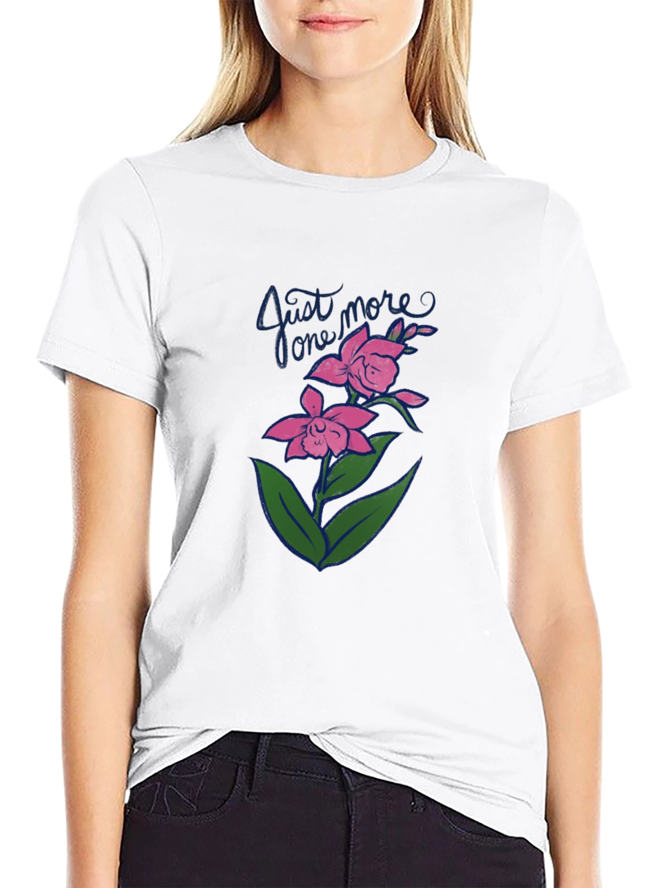 Just One More Floral Black T-Shirt
