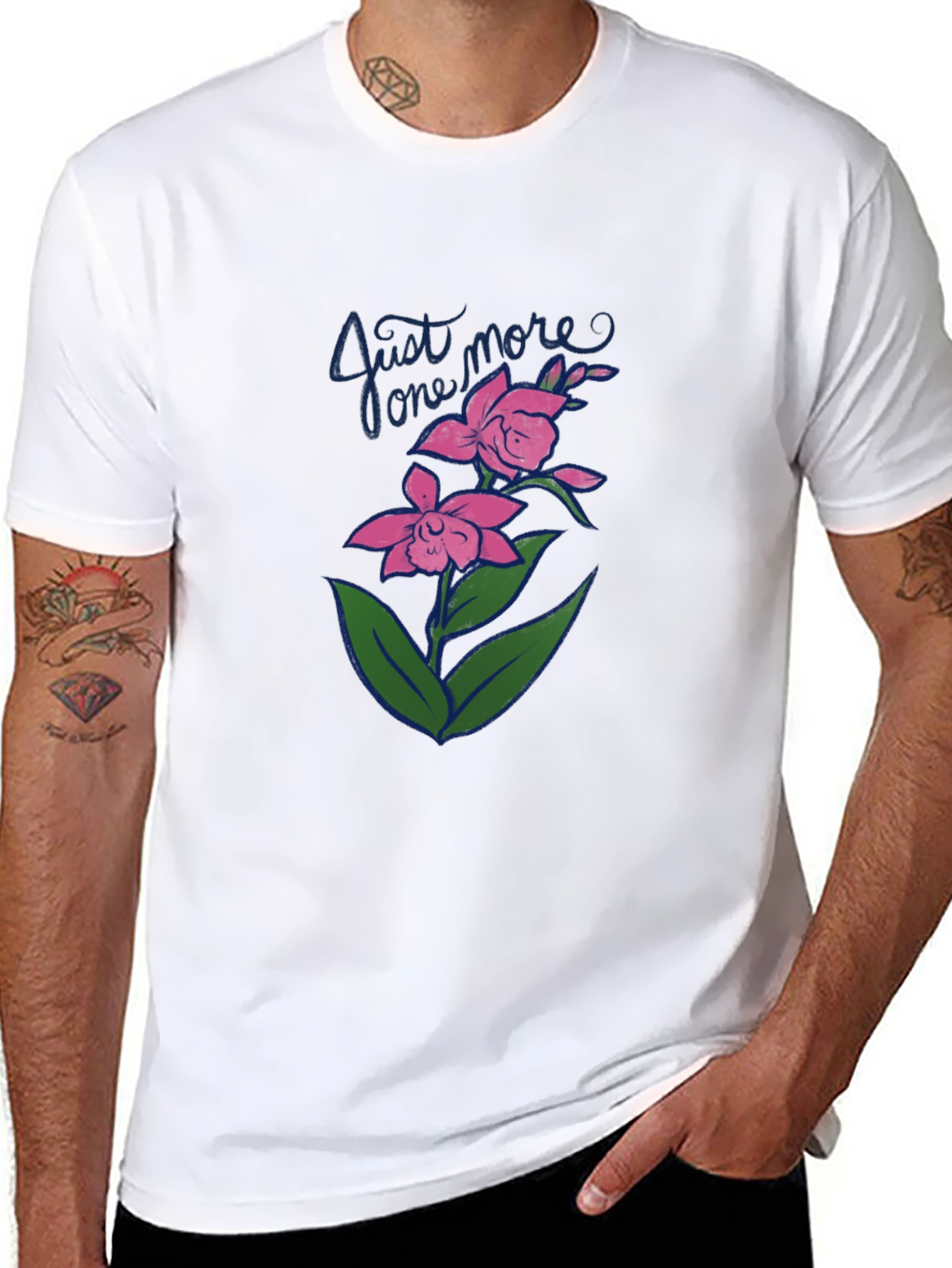 Just One More Floral Black T-Shirt