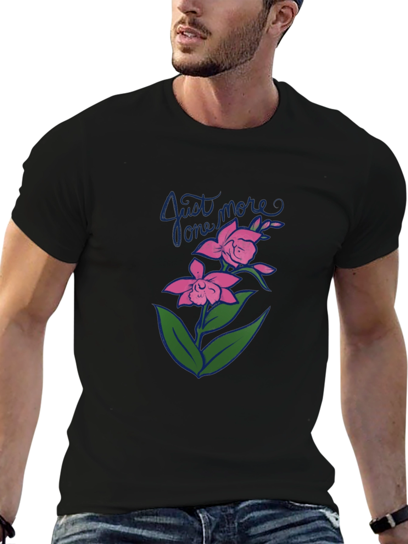 Just One More Floral Black T-Shirt