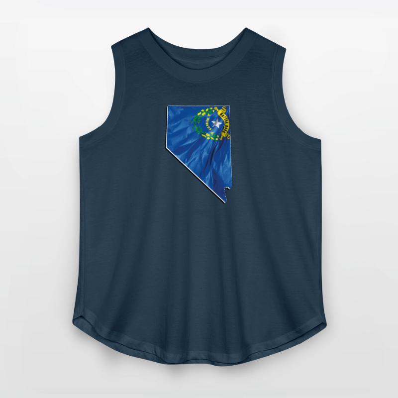 Nevada State Flag in Nevada State Map