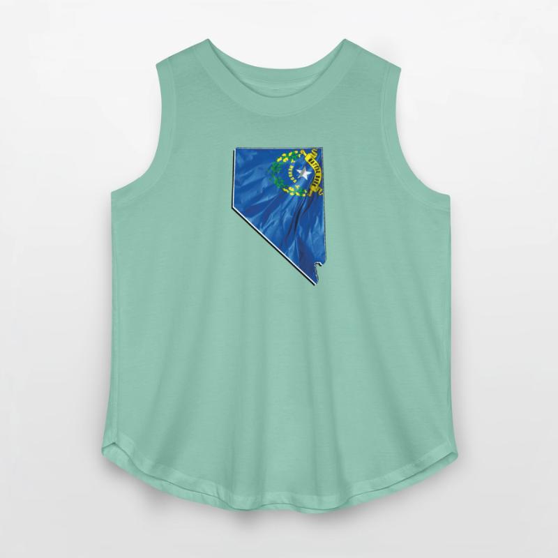 Nevada State Flag in Nevada State Map