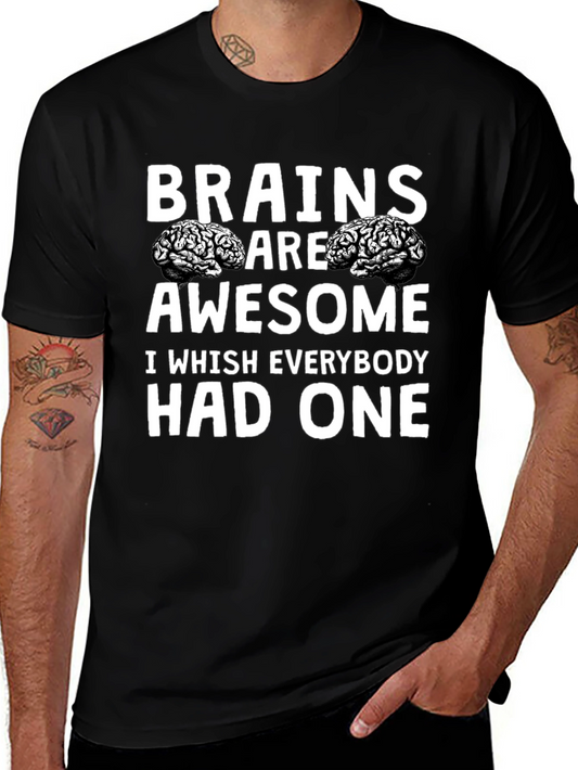 Brains Are Awesome Graphic Tee - Unisex Black T-Shirt
