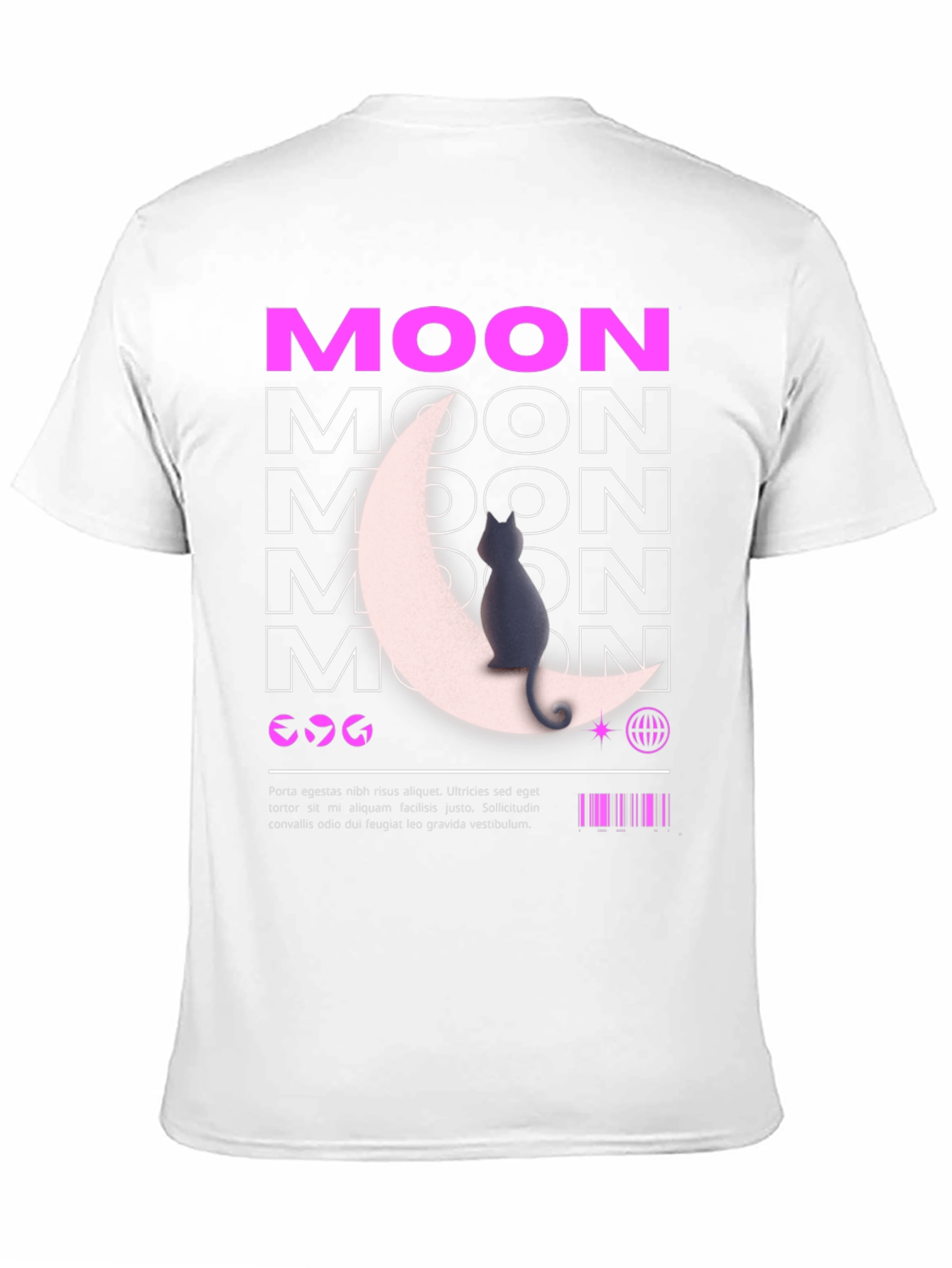 Moon Cat Graphic T-Shirt - Stylish Black Tee