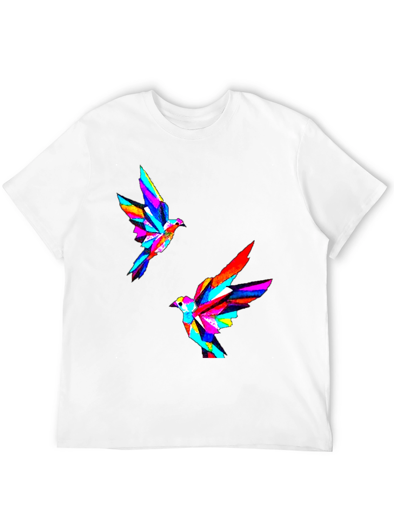 Geometric Bird Print Black T-Shirt
