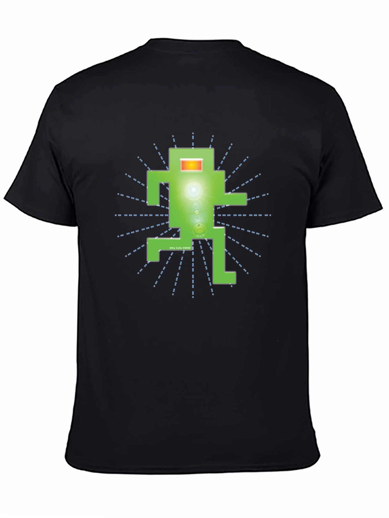 Funky Green Robot Graphic T-Shirt - Black