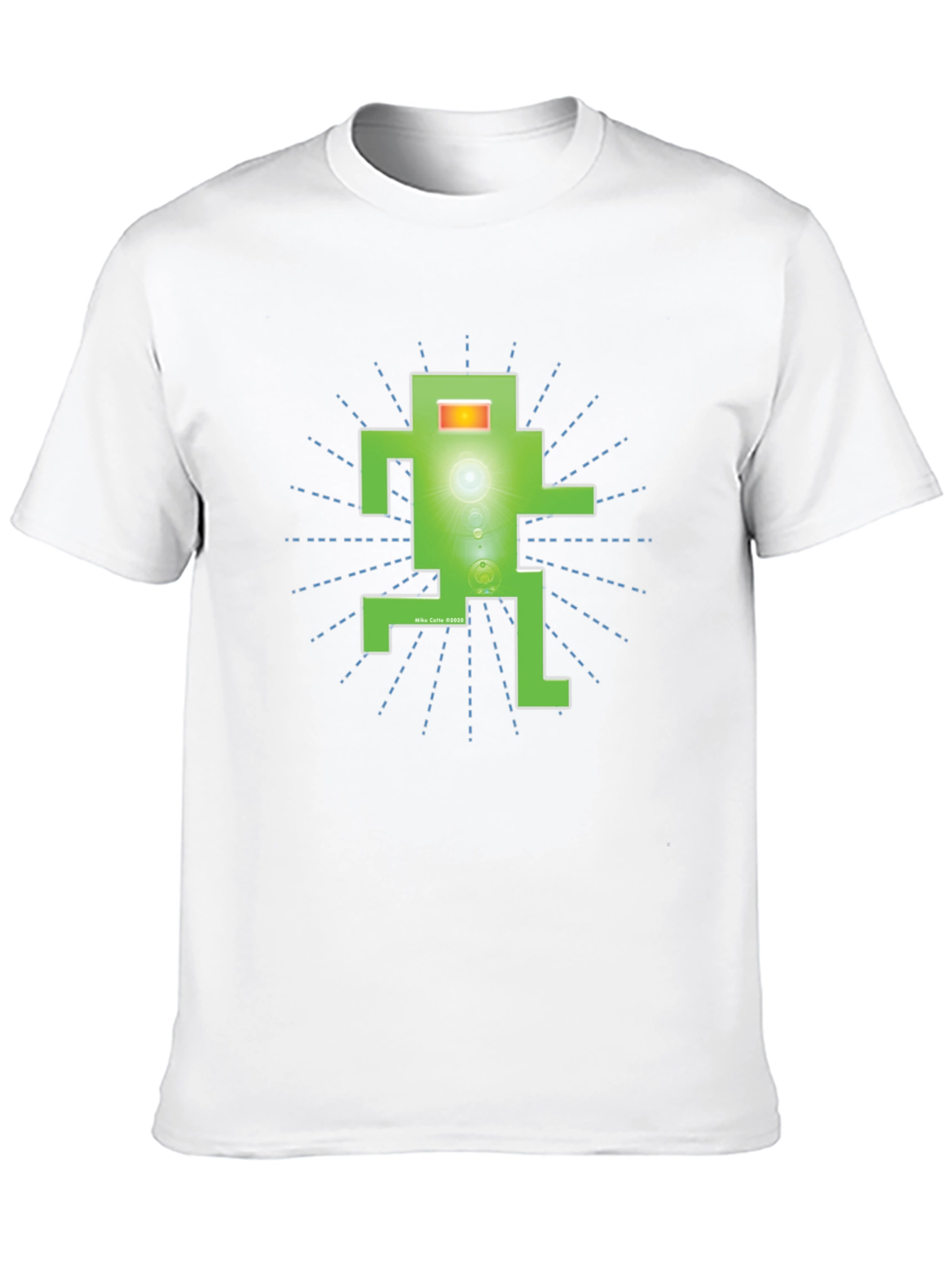 Funky Green Robot Graphic T-Shirt - Black