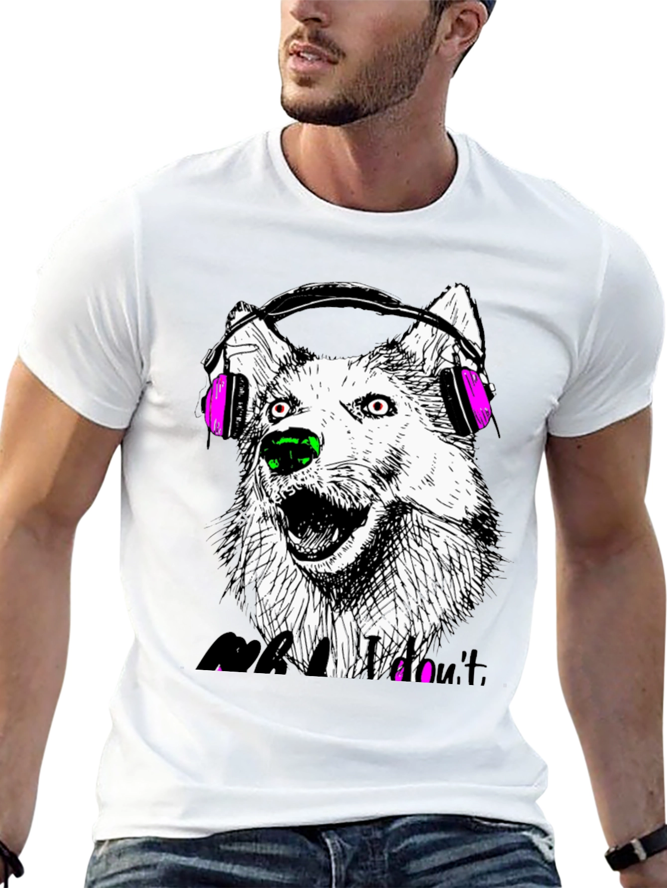 Wolf Headphone Graphic Tee - Black
