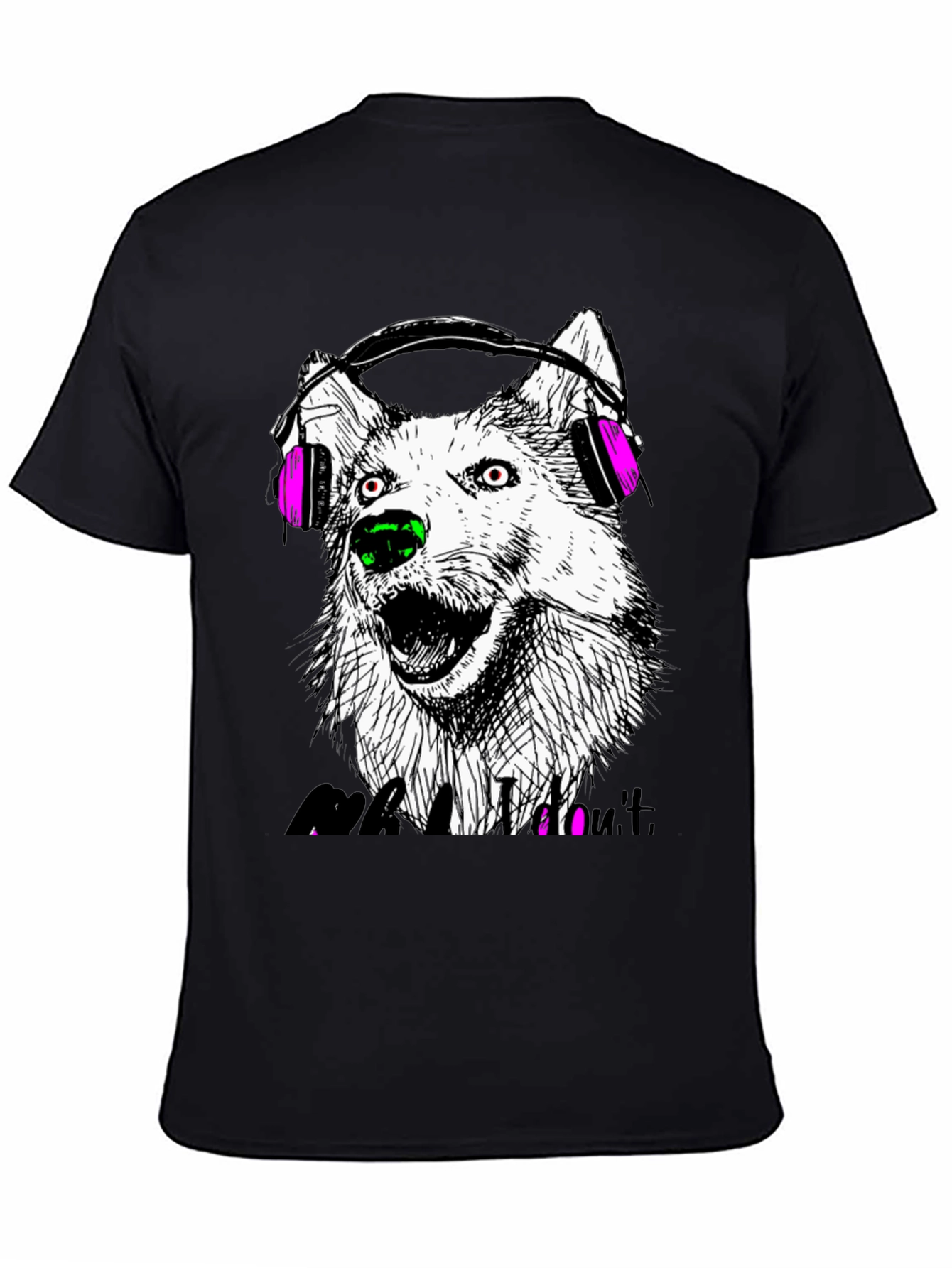 Wolf Headphone Graphic Tee - Black