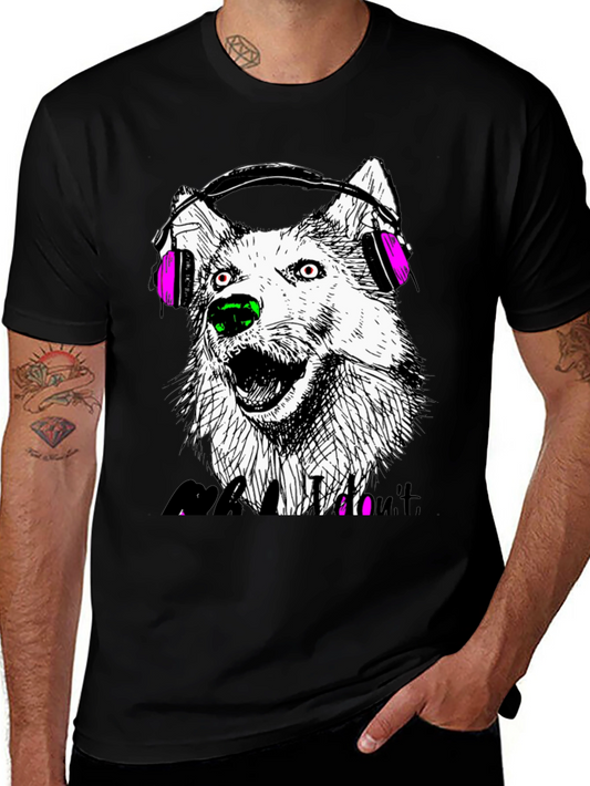 Wolf Headphone Graphic Tee - Black