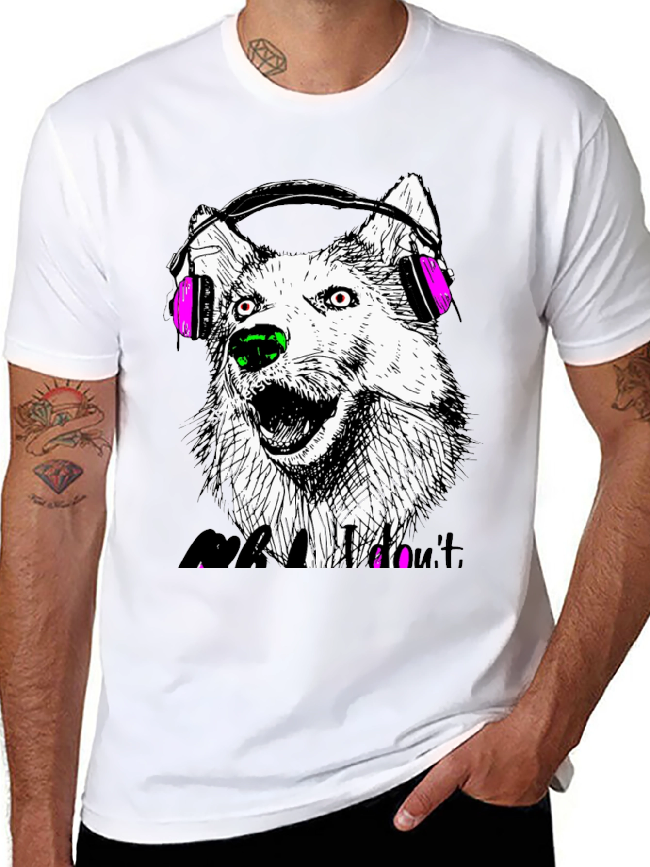 Wolf Headphone Graphic Tee - Black