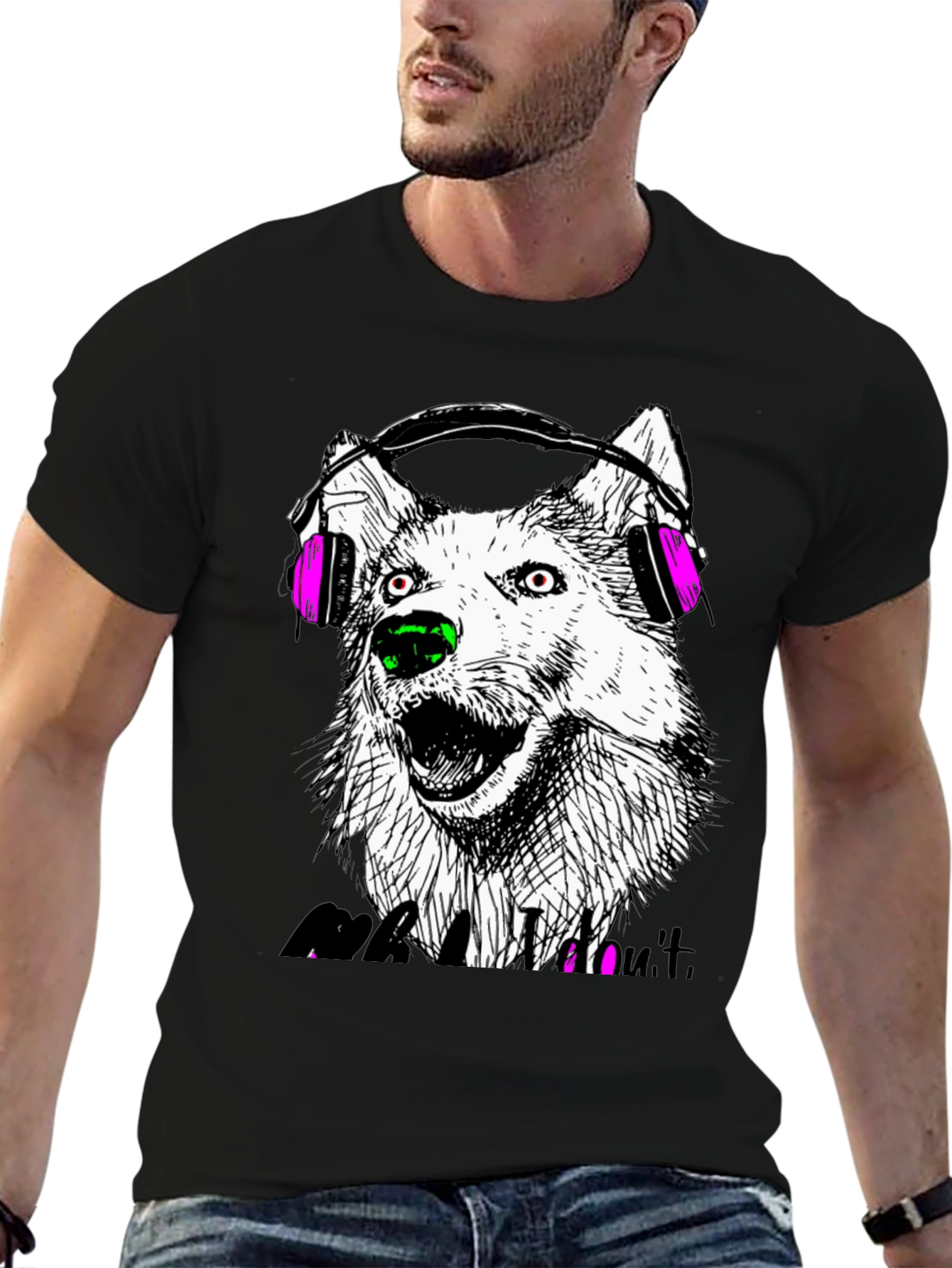 Wolf Headphone Graphic Tee - Black