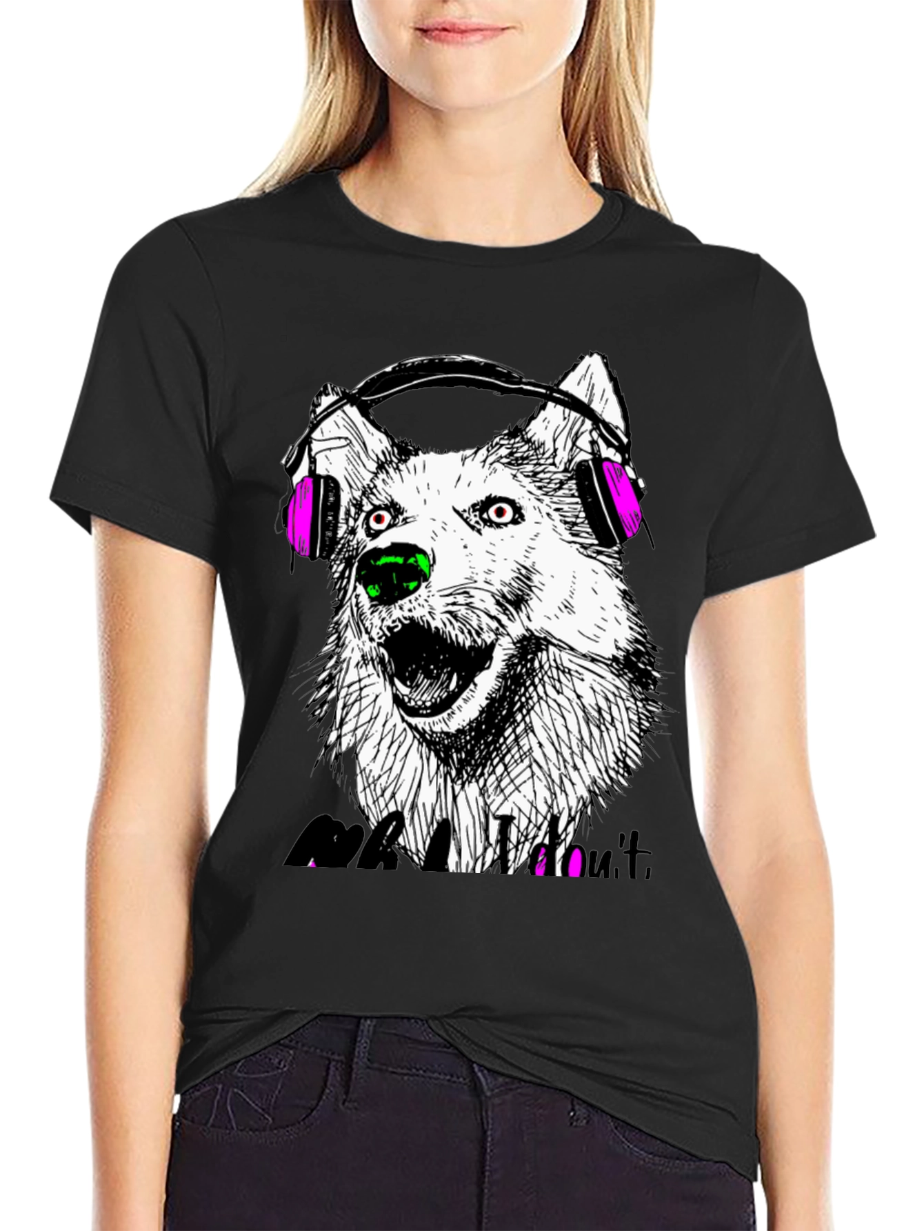 Wolf Headphone Graphic Tee - Black