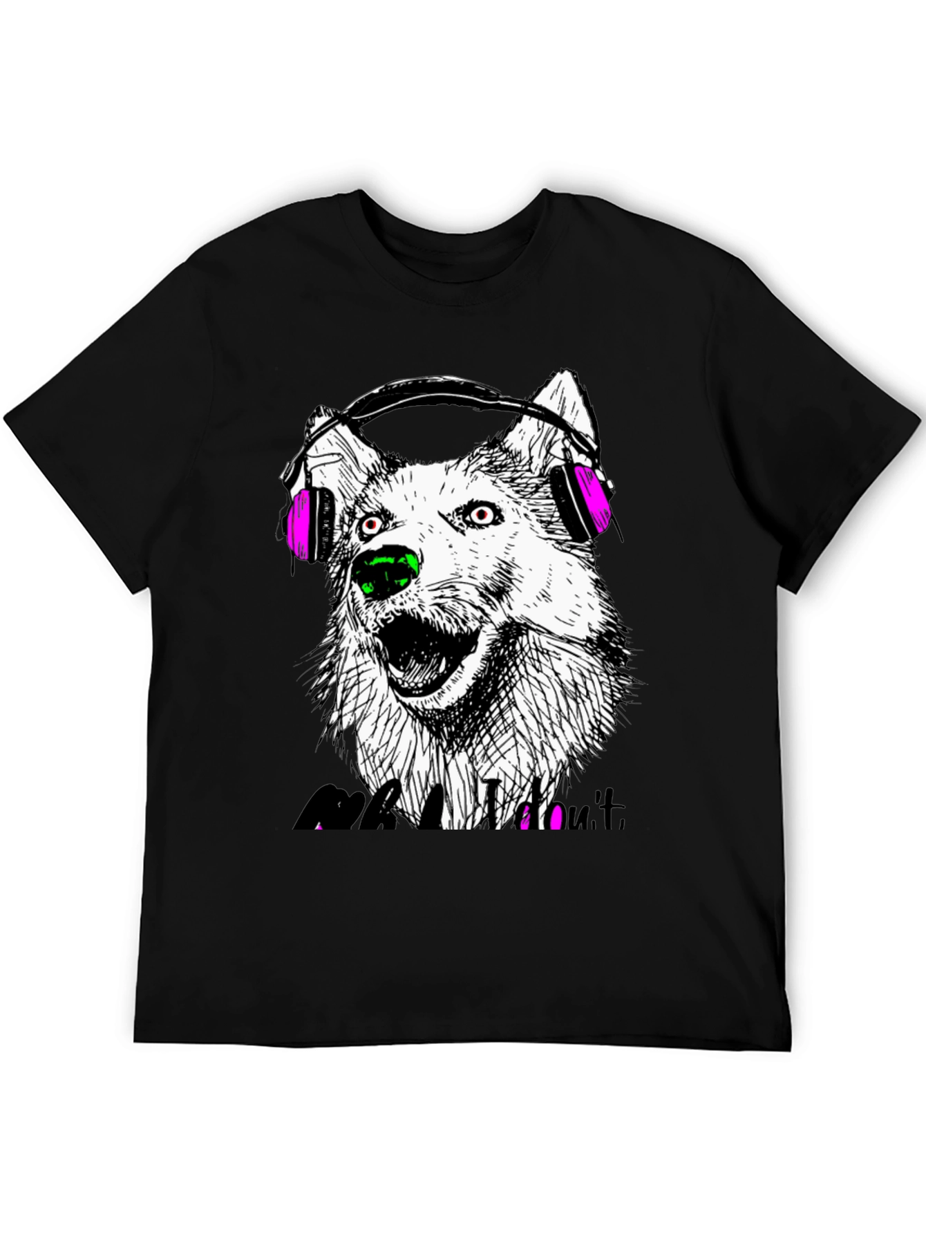 Wolf Headphone Graphic Tee - Black