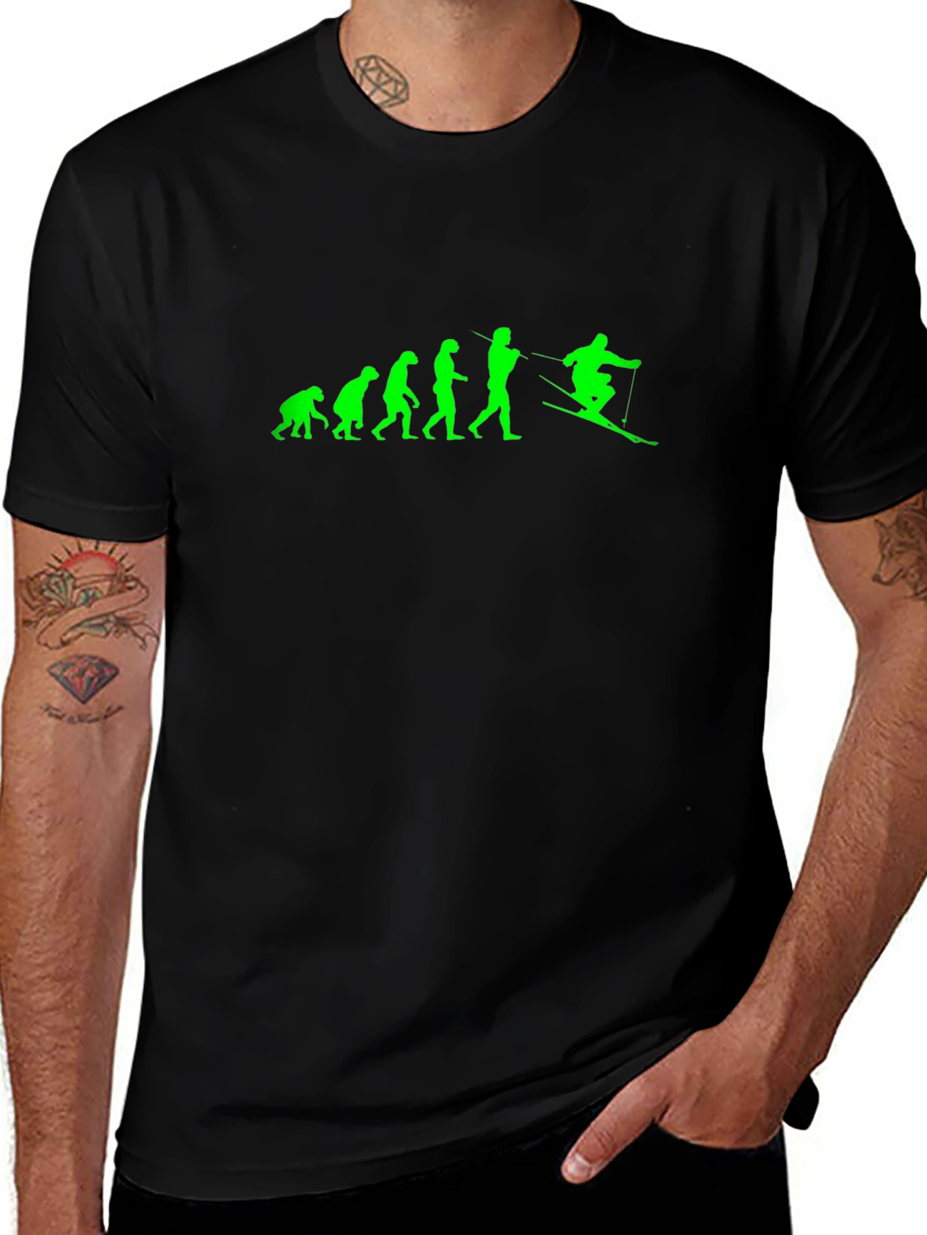 Evolution of Skiing Graphic T-Shirt