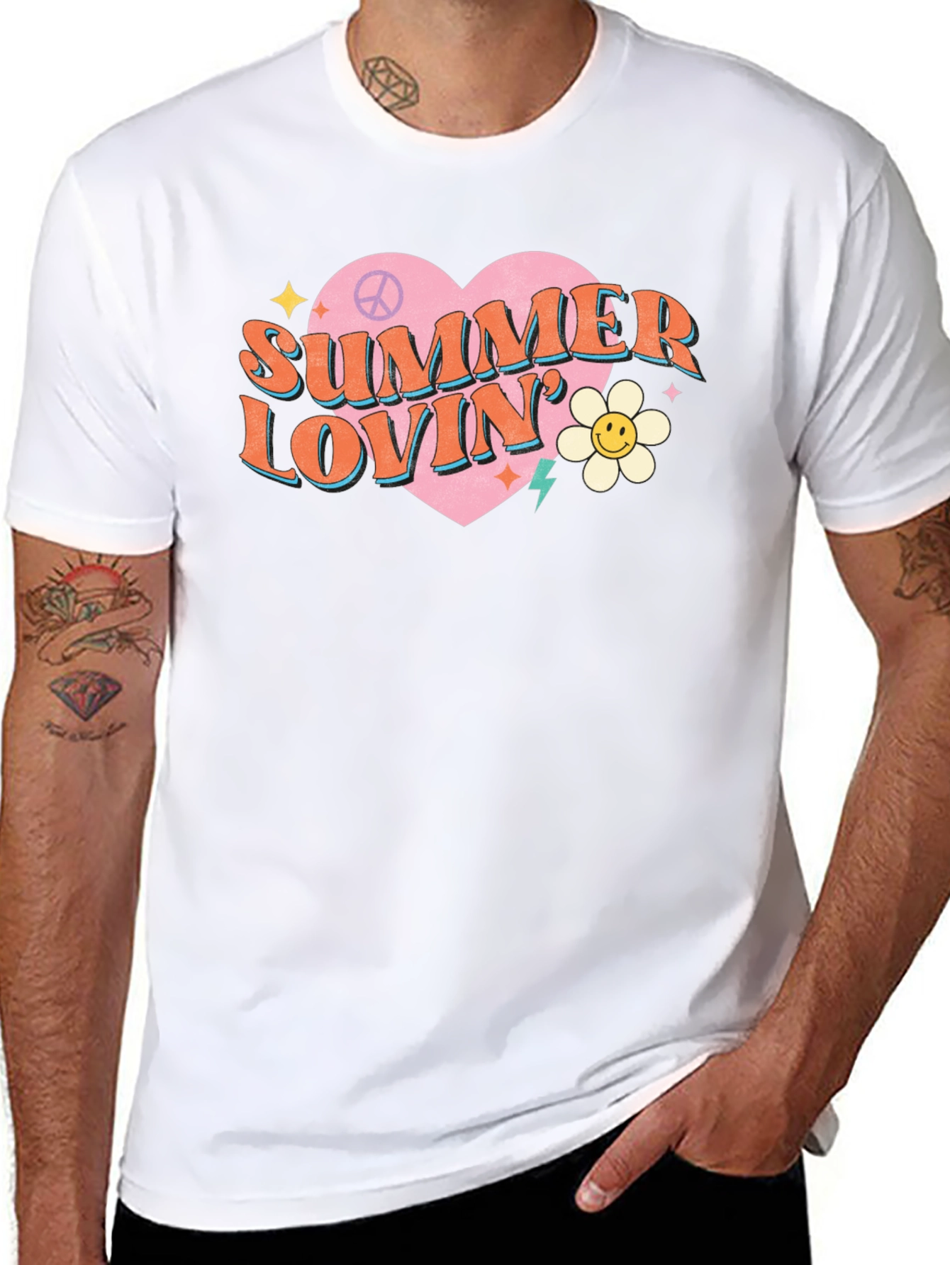 Summer Lovin Graphic Tee - Retro Heart Design