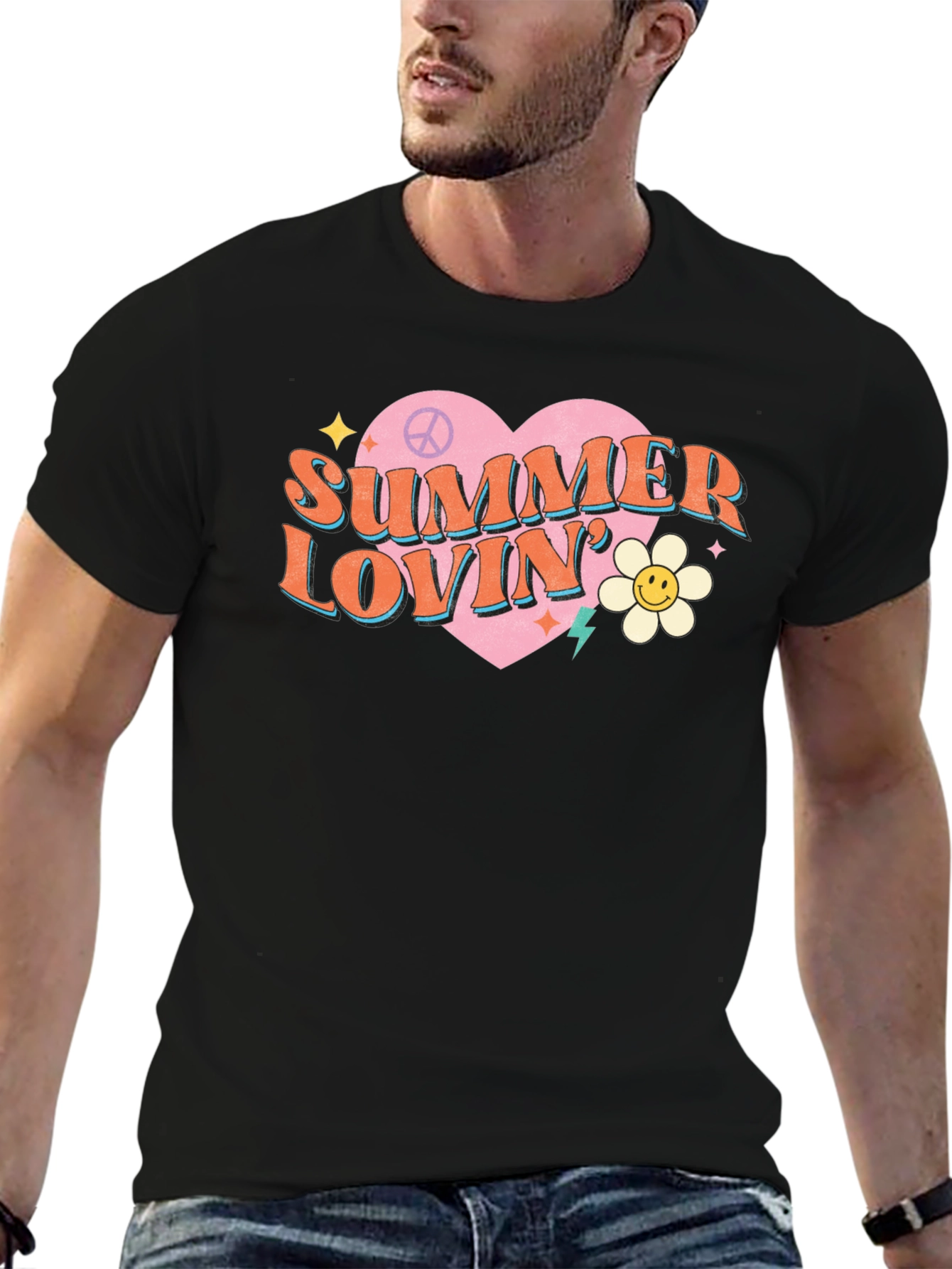 Summer Lovin Graphic Tee - Retro Heart Design