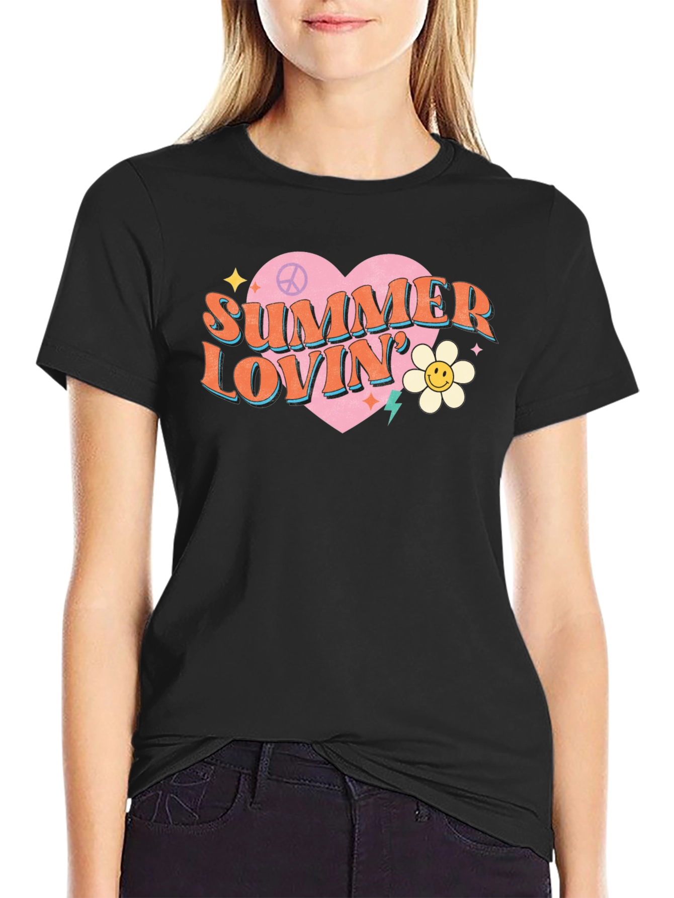 Summer Lovin Graphic Tee - Retro Heart Design