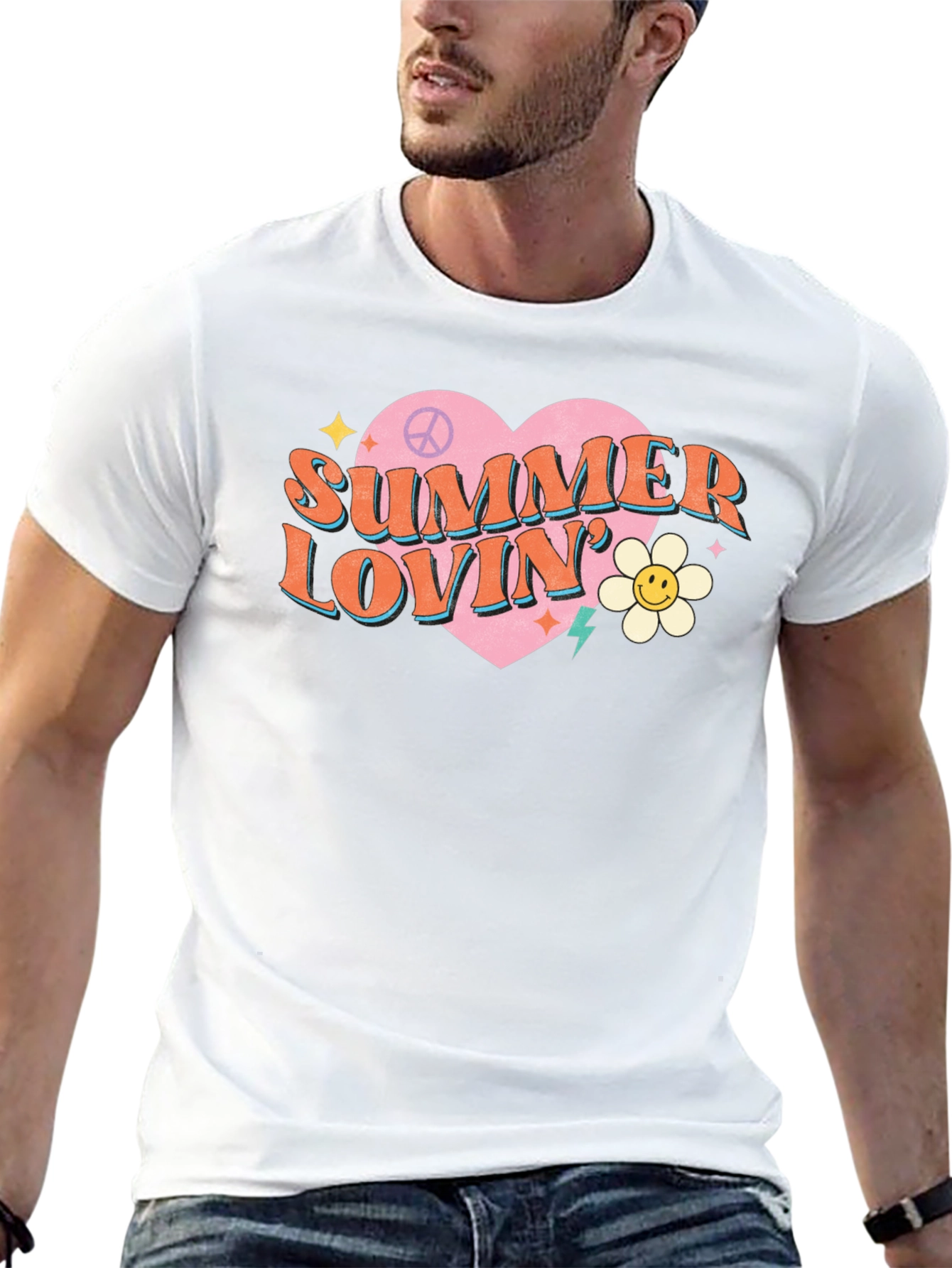 Summer Lovin Graphic Tee - Retro Heart Design