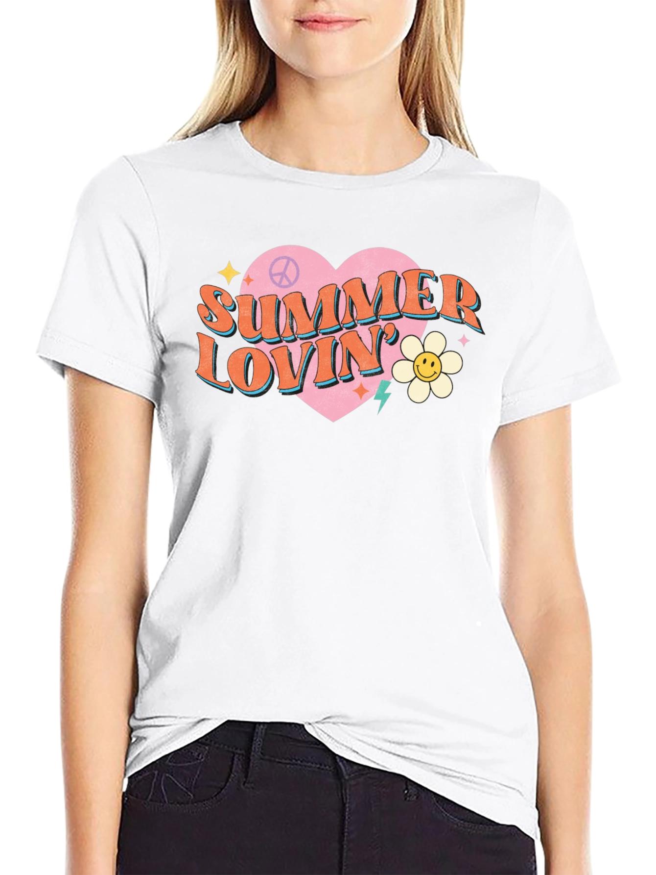 Summer Lovin Graphic Tee - Retro Heart Design