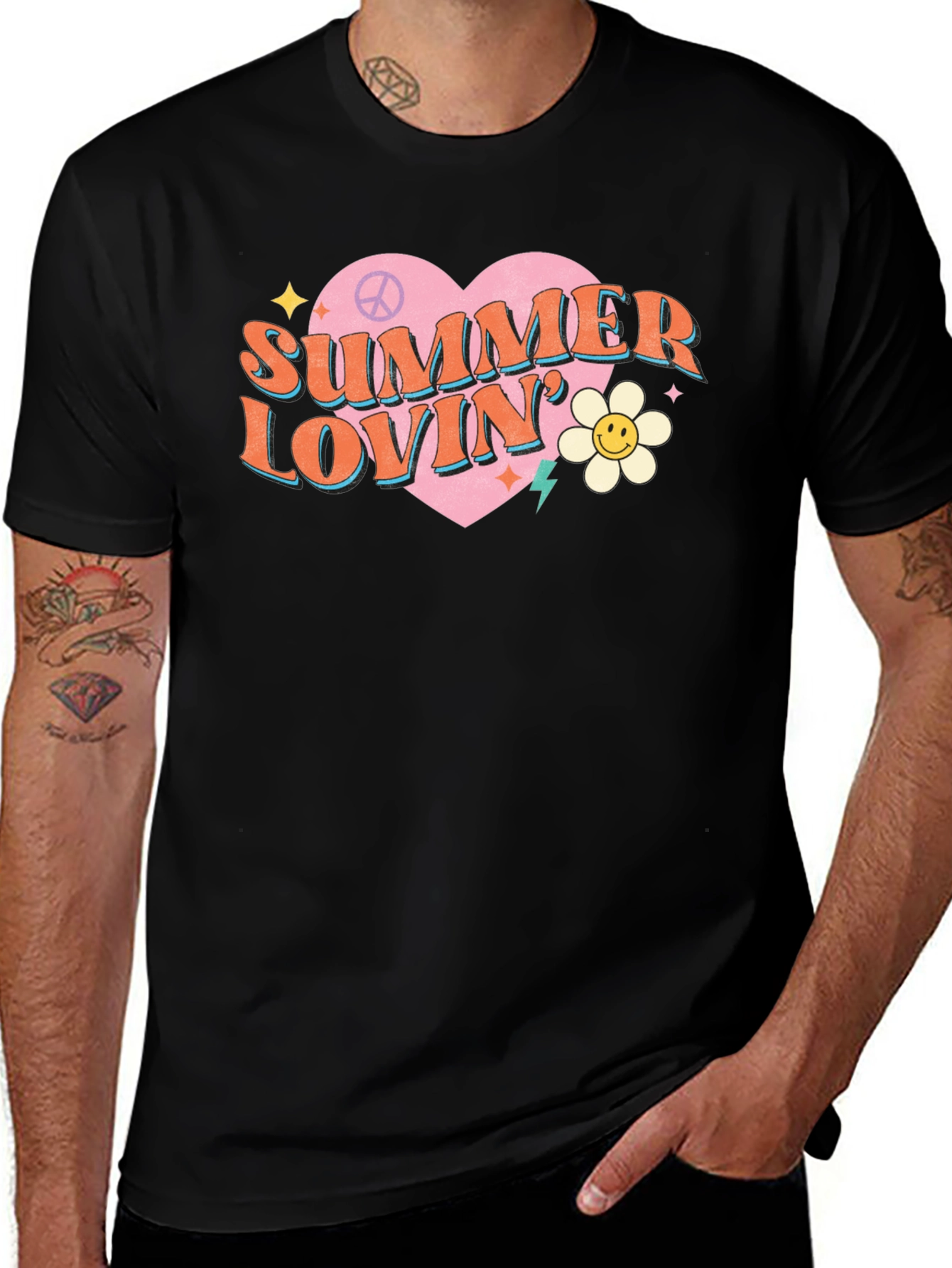 Summer Lovin Graphic Tee - Retro Heart Design