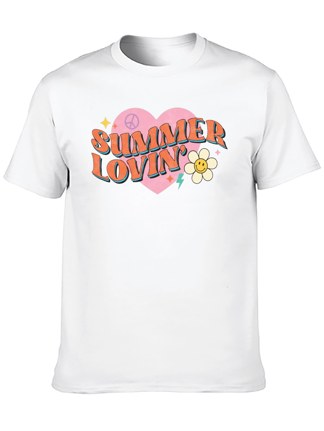 Summer Lovin Graphic Tee - Retro Heart Design