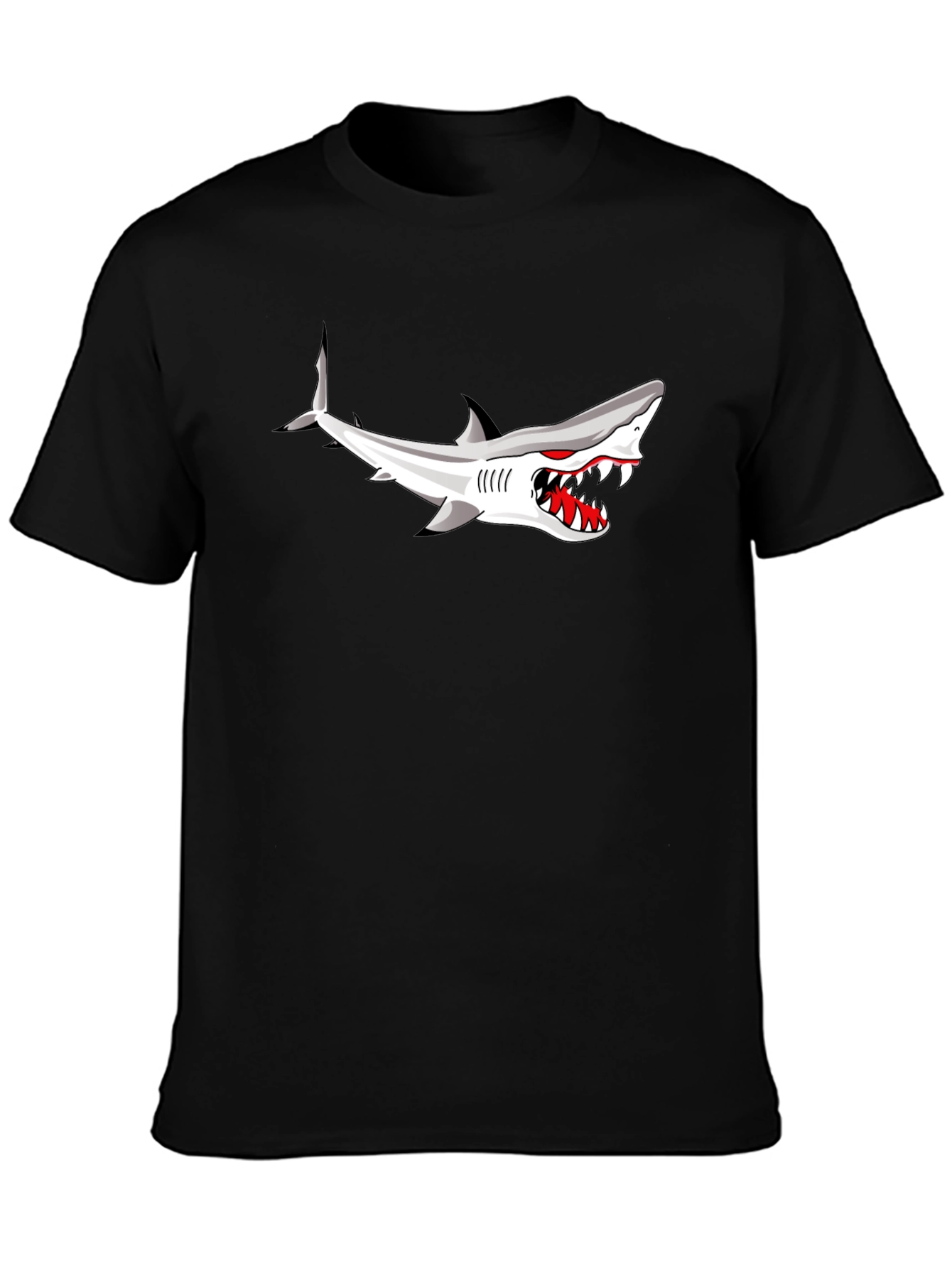 Shark Graphic Print Black T-Shirt